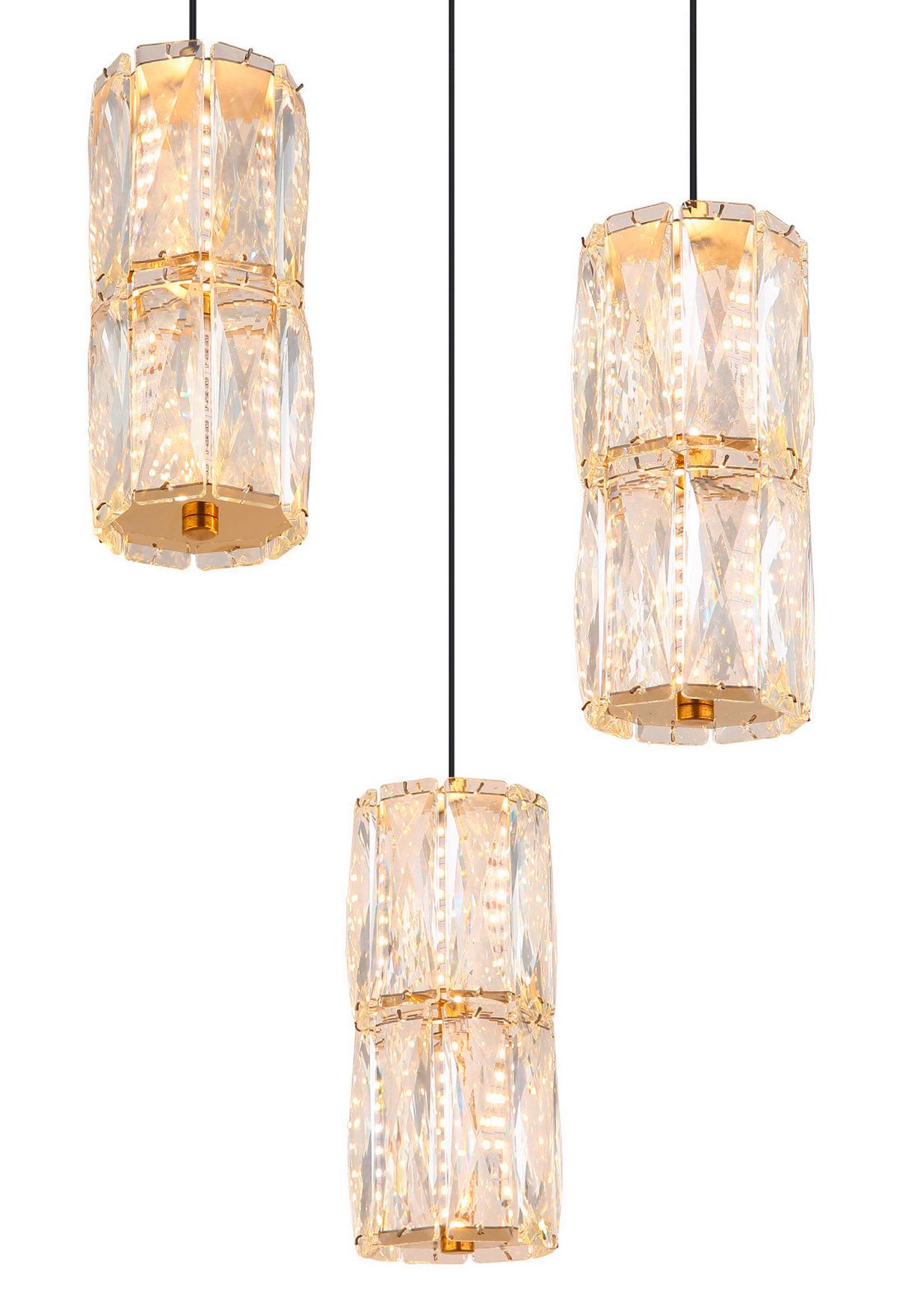 LED-HÄNGELEUCHTE 16051-3 - Goldfarben/Schwarz, Konventionell, Glas/Kunststoff (36/150cm) - Globo