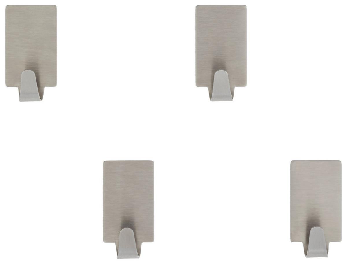Klebehaken Wenko aus Metall, 4 Stück - Edelstahlfarben, Metall (1,9/3,4/1,5cm) - Mömax