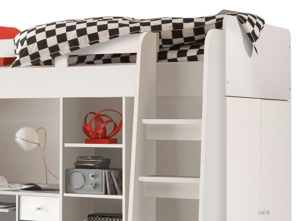 Visoka Postelja Unit, Bela, 90x200, Višina 160 Cm - bela, Moderno, leseni material (90/200cm) - MID.YOU