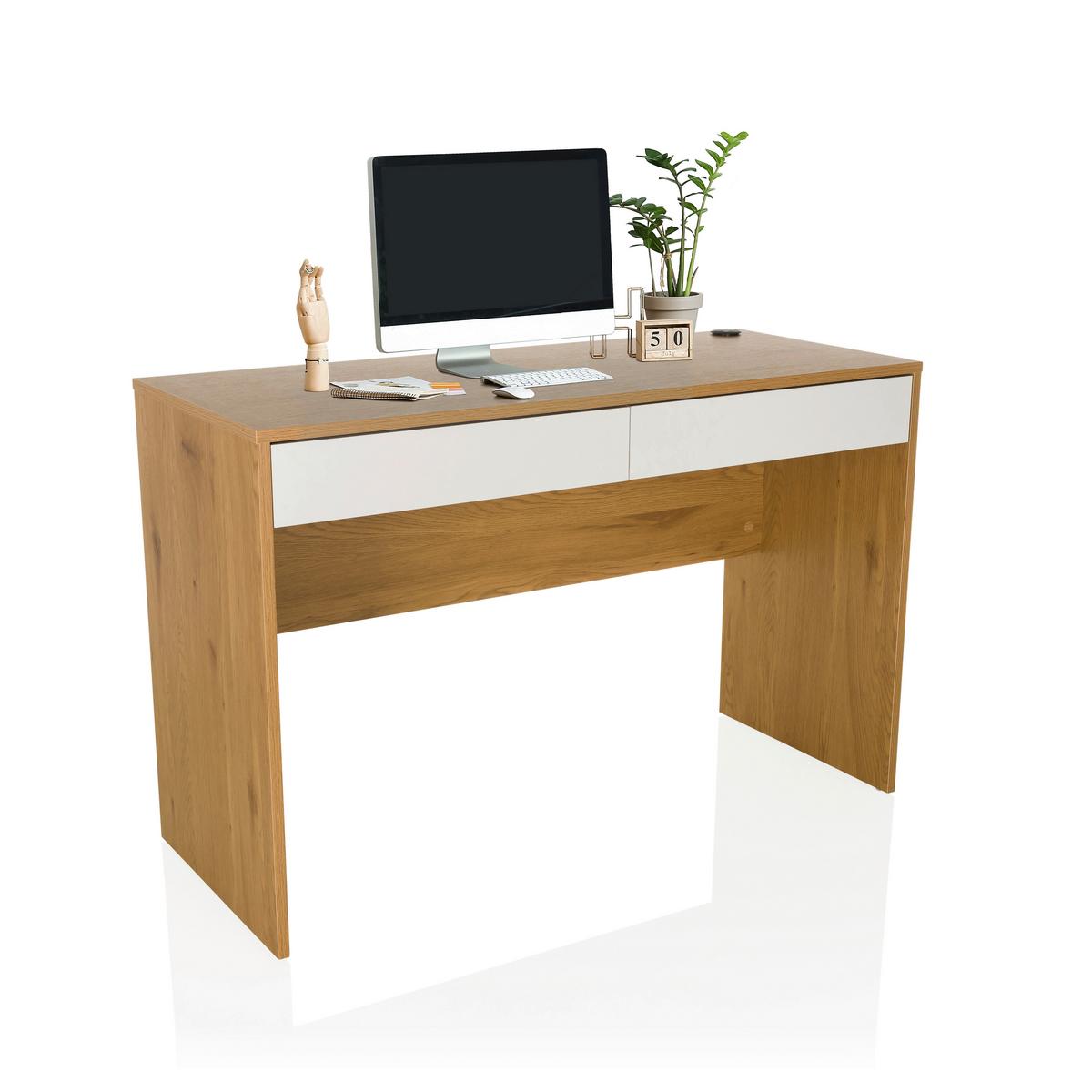 Pisalna Miza Berga, Bela, Barva Hrasta - barve hrasta/bela, Moderno, leseni material (120/50/78cm) - MID.YOU