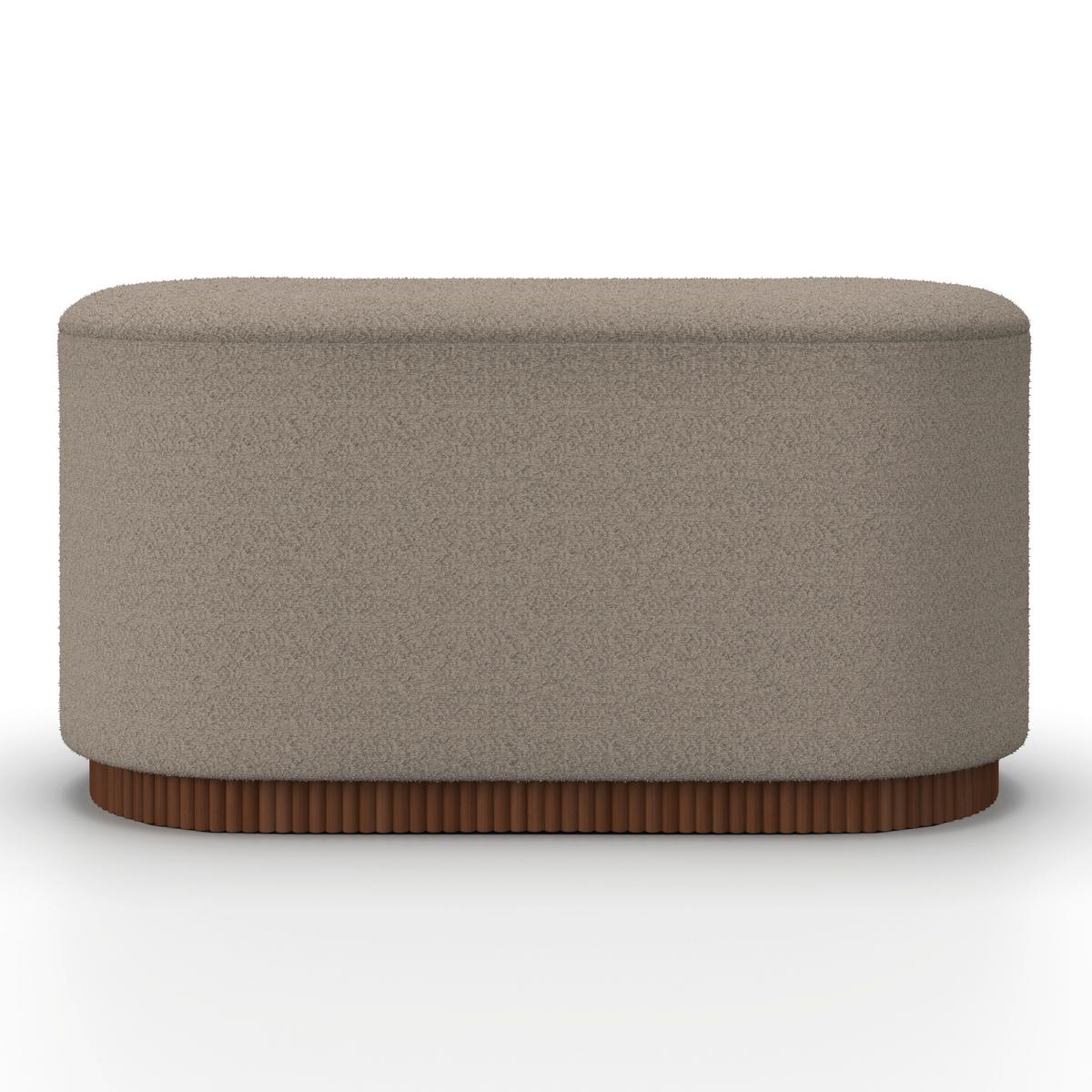 Sitzbank Nina mit Stauraum inkl. 2 Hocker Bouclé Beige - Beige/Naturfarben, MODERN, Holz/Holzwerkstoff - Bessagi Home