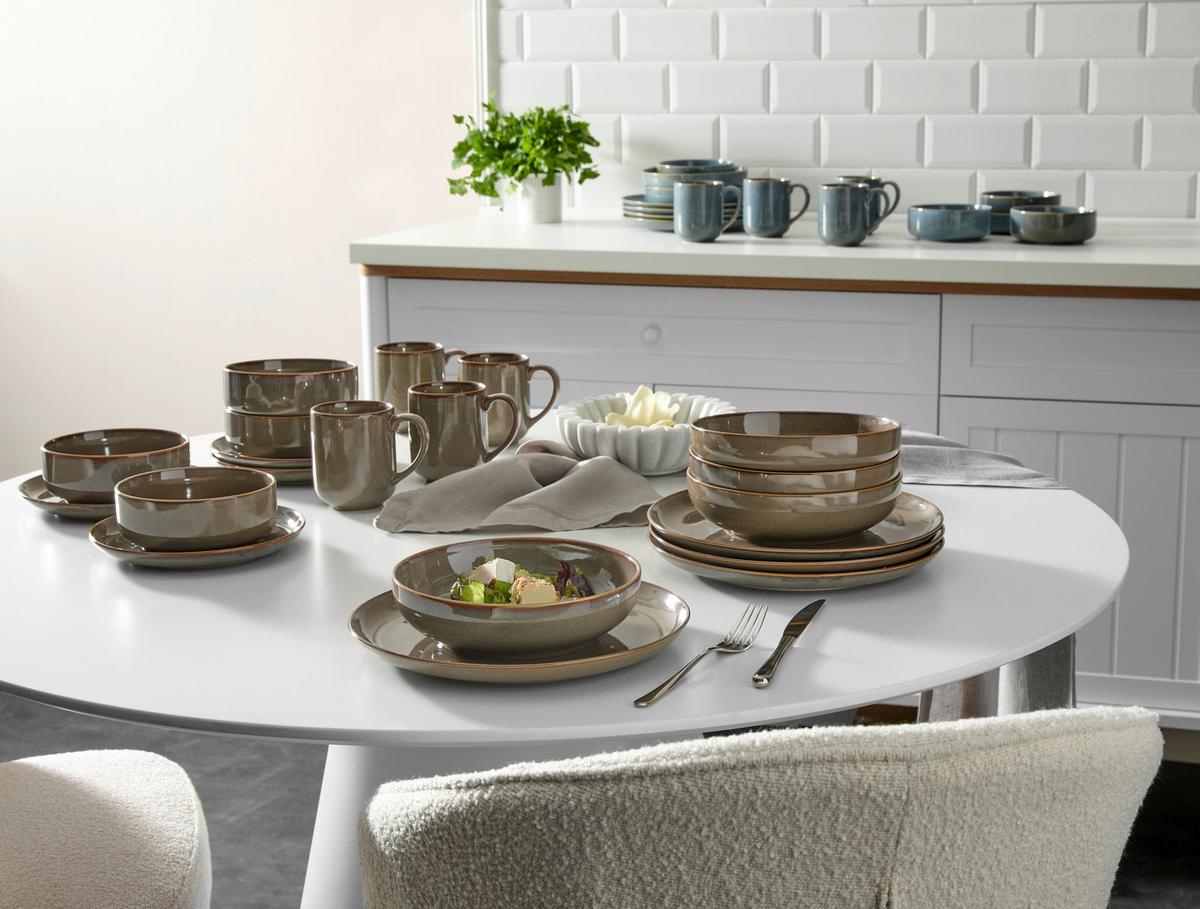 SERWIS OBIADOWO-ŚNIADANIOWY MARBELLA - brązowy, Trend, ceramika - Novel