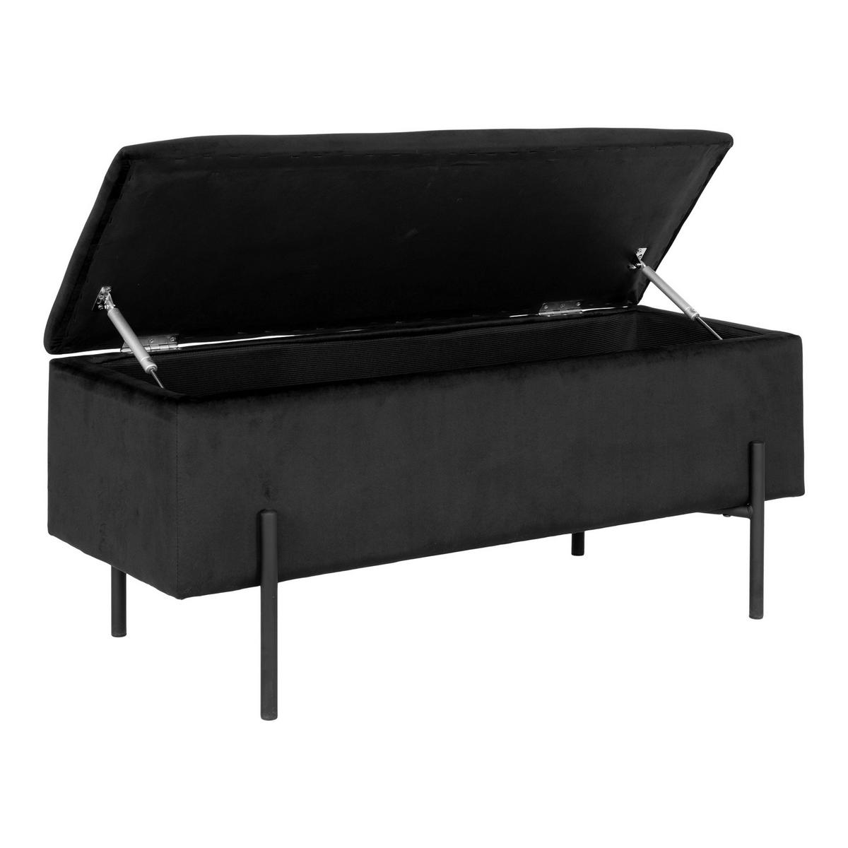 Truhenbank Watford Schwarz Samt - Schwarz, Design, Textil/Metall (95/43/36,5cm) - MID.YOU