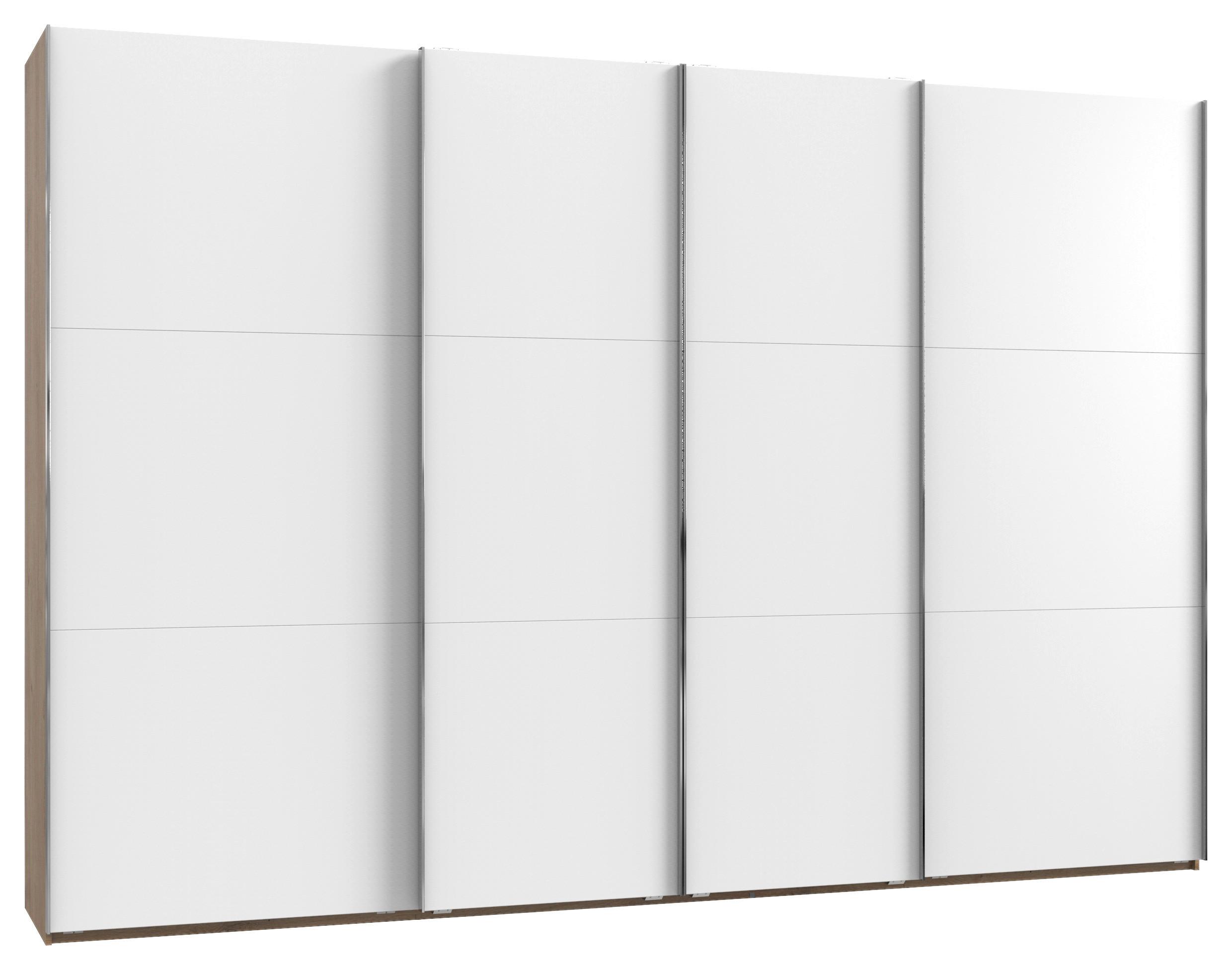 Omara Z Drsnimi Vrati Level 36 A, Bela, Barva Hrasta - barve kroma/barve hrasta, Basics, kovina/leseni material (350/216/65cm) - Modern Living