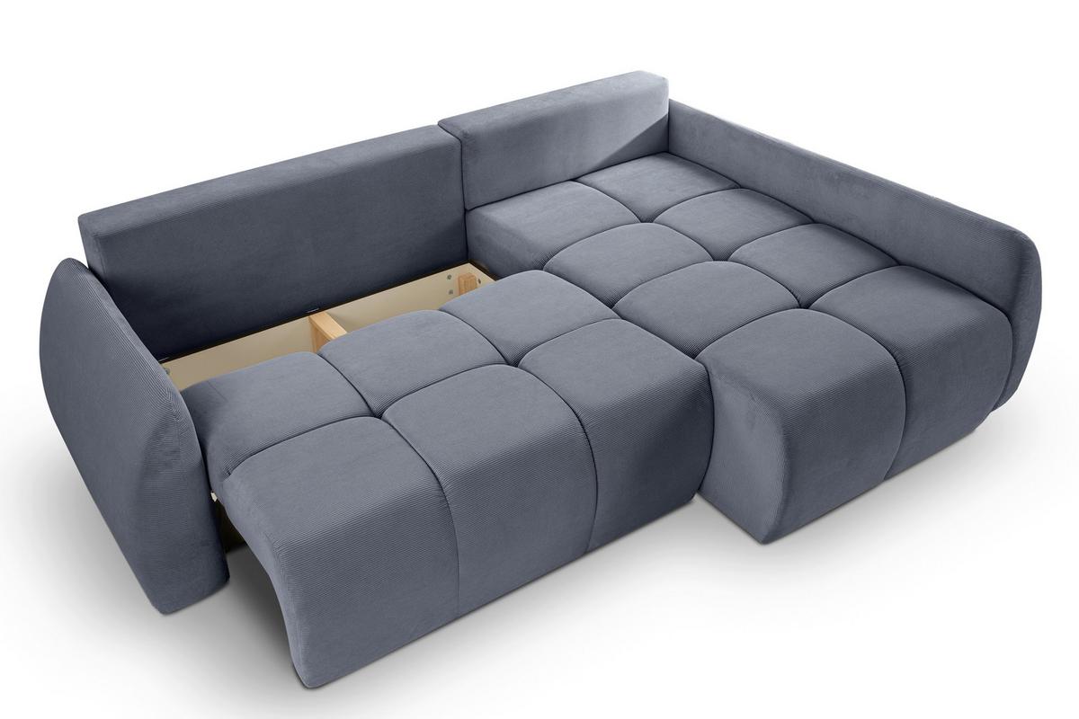 Ecksofa Sancho Long Blaugrau - Blaugrau/Schwarz, Basics, Holz/Kunststoff (255/155cm) - MID.YOU
