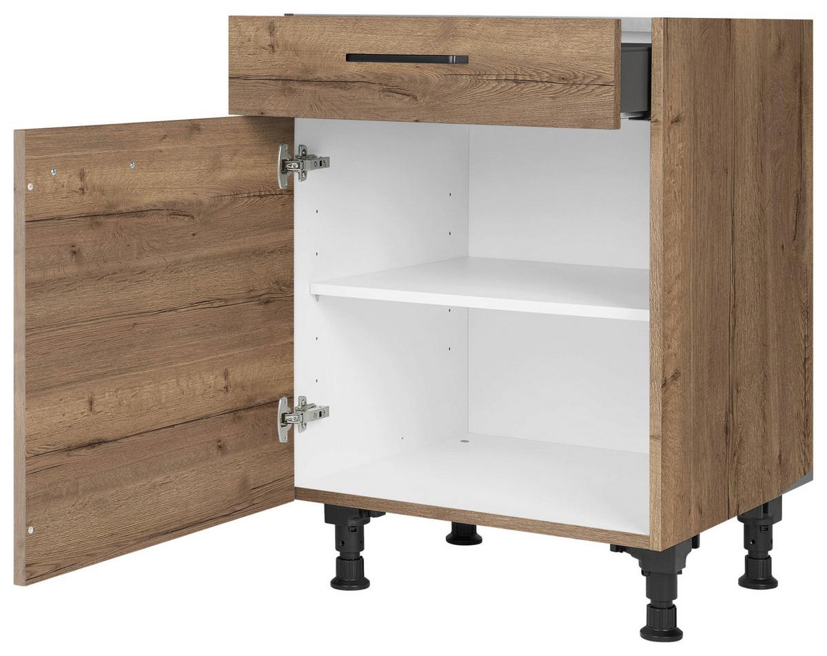 Schubkastenunterschrank Structura Eiche dunkel - Eiche dunkel/Schwarz, MODERN, Holzwerkstoff/Metall (60/87/56cm) - Nobilia