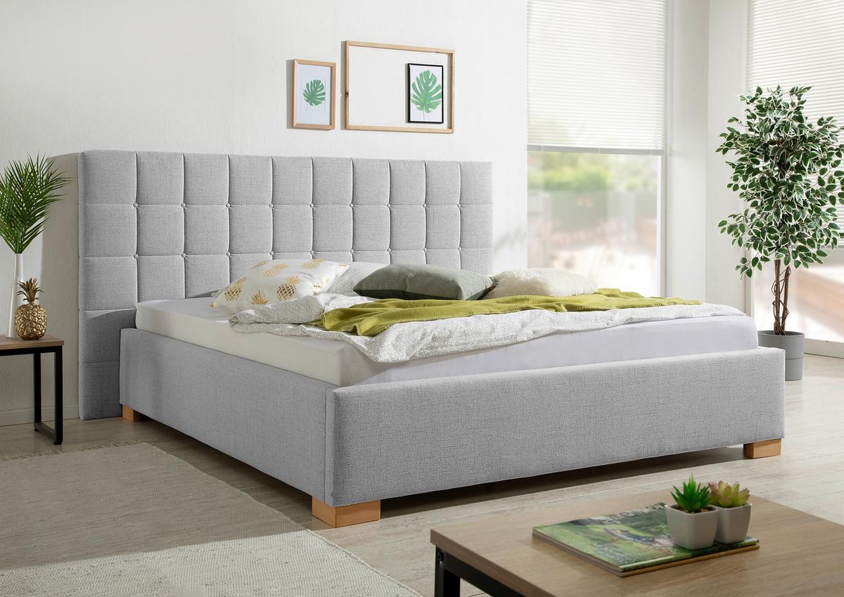Polsterbett Cueno Grau ca. 180x200 cm - Naturfarben/Grau, MODERN, Holz/Textil (180/200cm) - Livetastic
