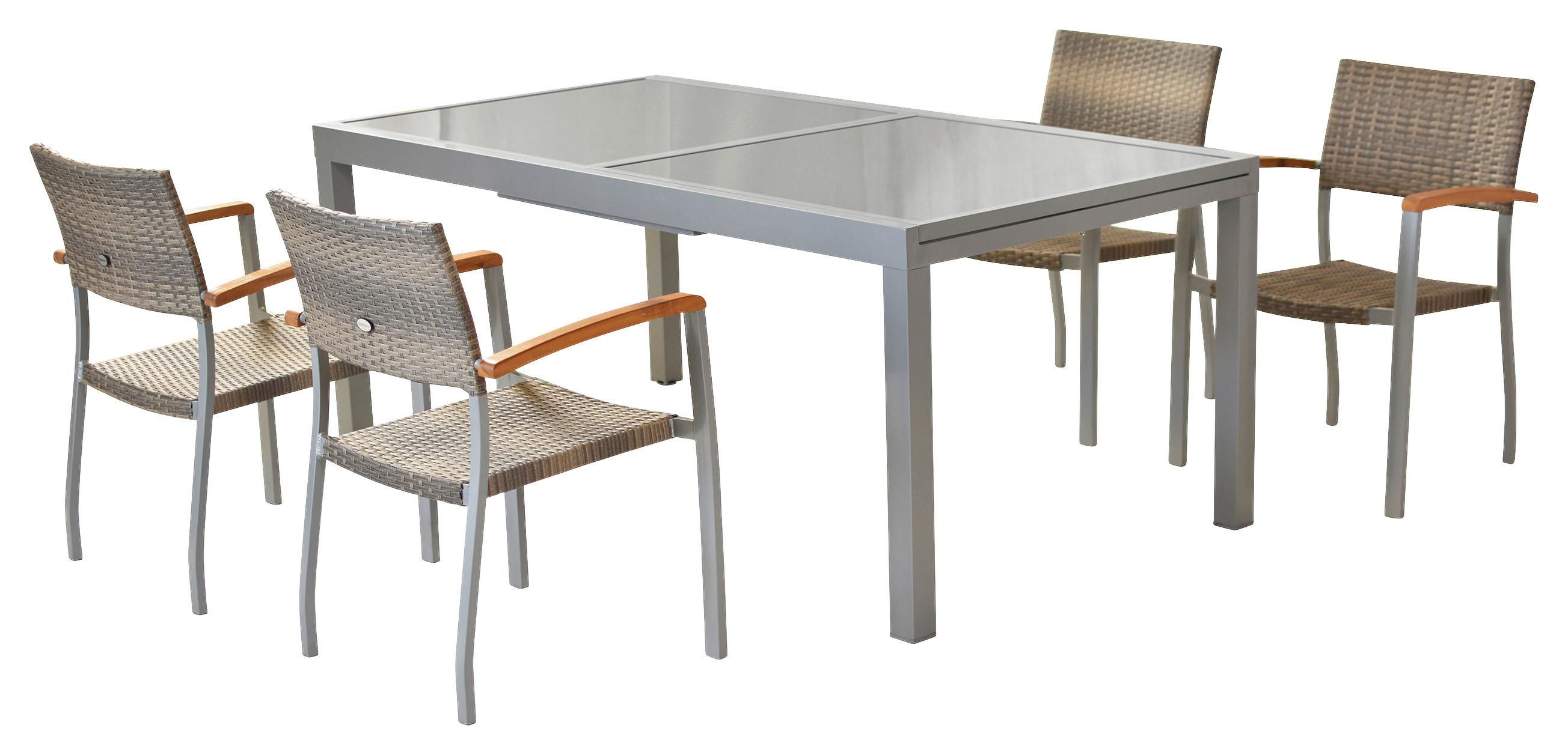 GARTENSET SILANO - Silberfarben/Grau, MODERN, Holz/Kunststoff - Gardenson