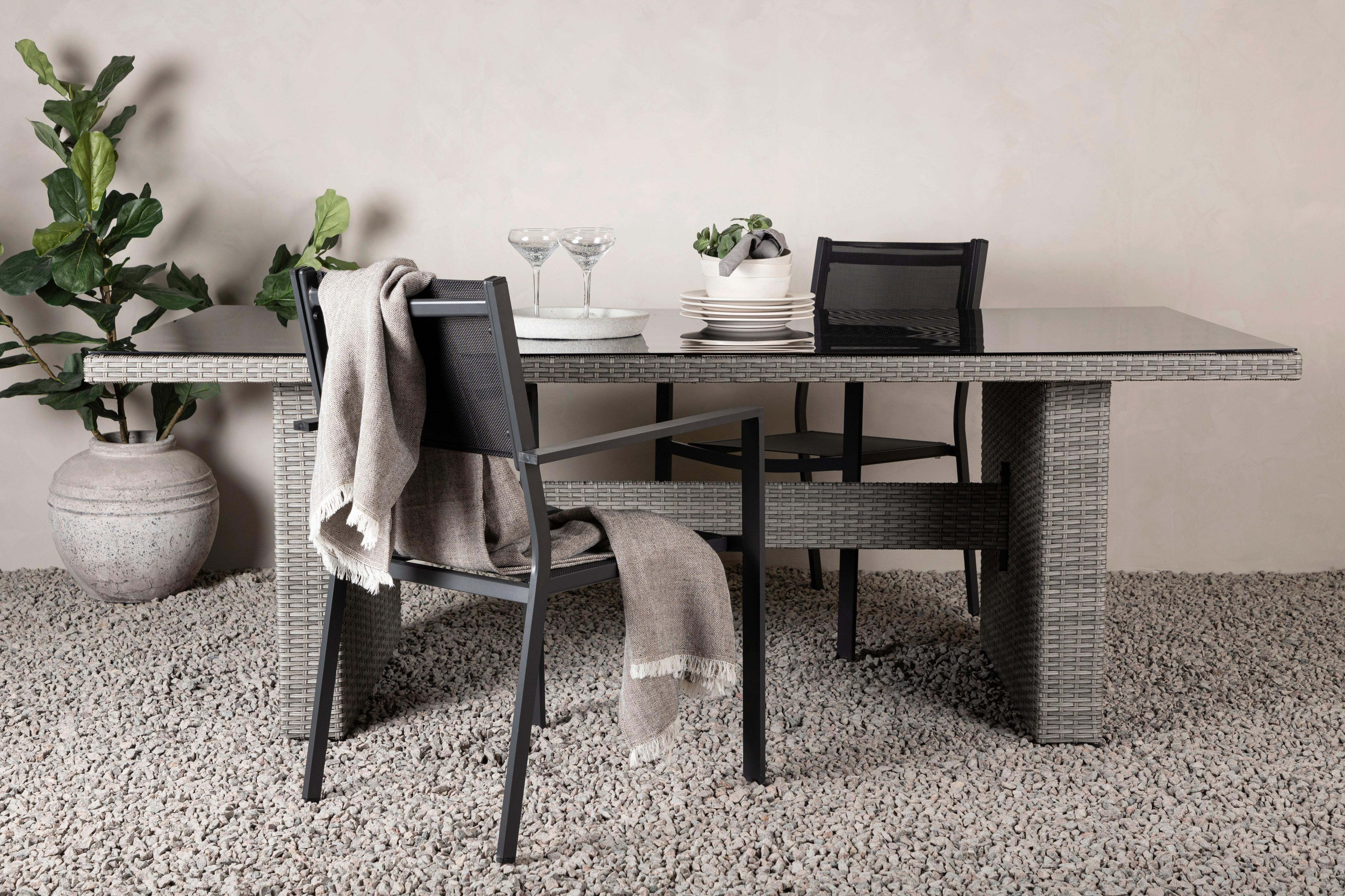 Gartentisch Padova ca. 200x100x74 cm Grau - Grau, KONVENTIONELL, Kunststoff (200/100/74cm) - Gardenson