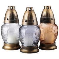 Temetői Mécses Lights-2 - borostyánszínű/szürke, Üveg/fém