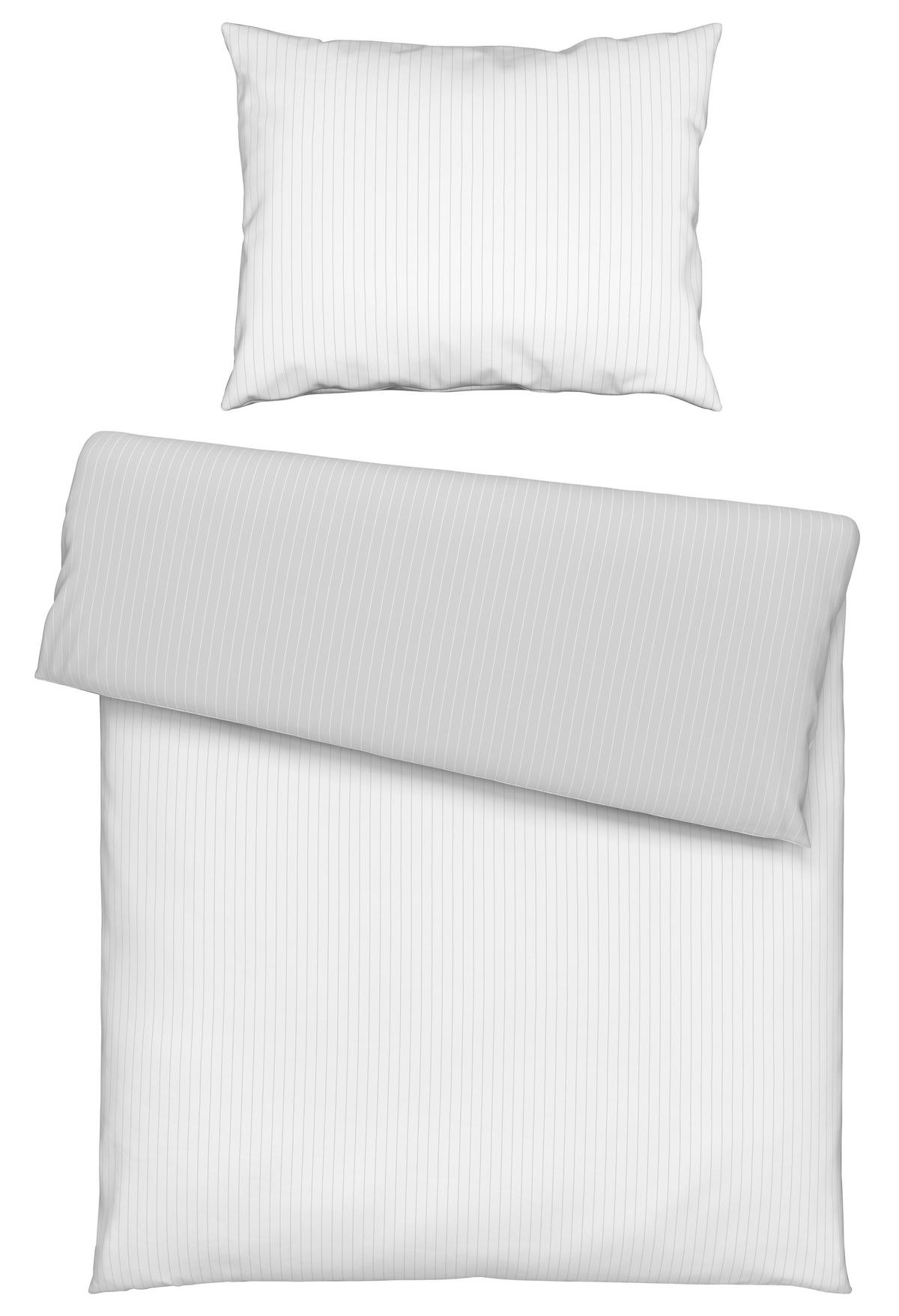 Ágyneműhuzat-garnitúra Kétszemélyes Twill Streif Xxl - világosszürke/fehér, Modern, textil (140/200cm) - Mömax