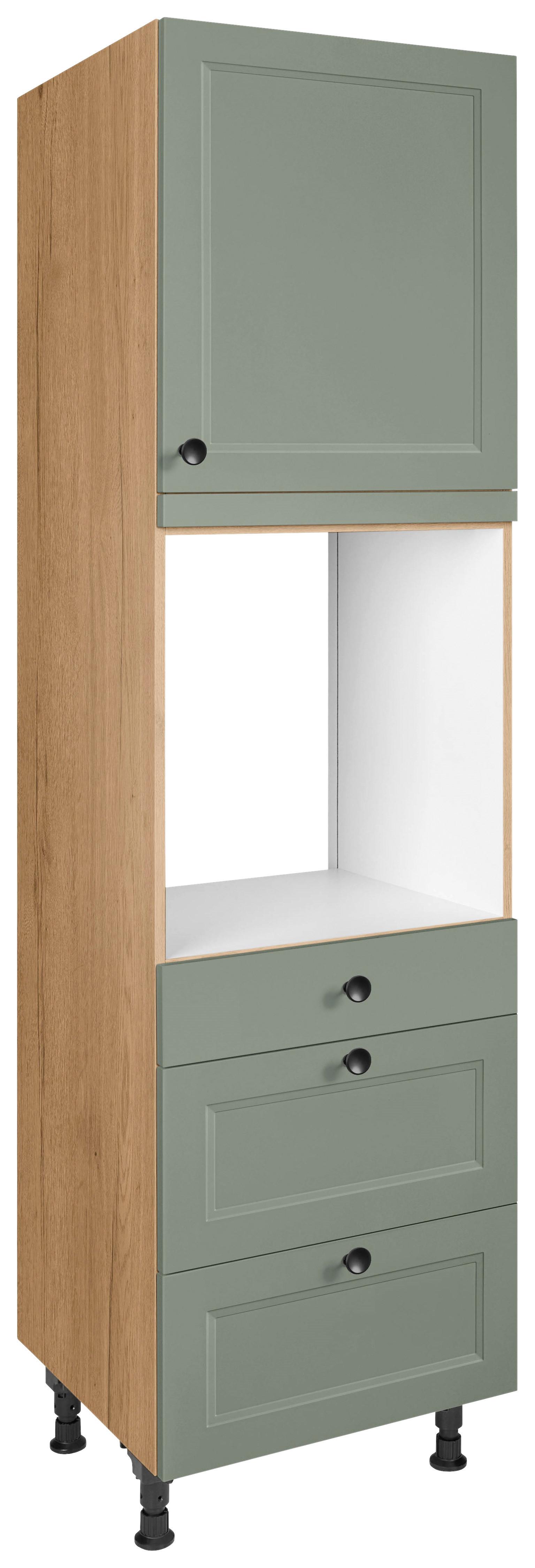 Geräteumbauschrank Cascada Grün - Eichefarben/Schwarz, MODERN, Holzwerkstoff/Metall (60/216,6/58cm) - Nobilia