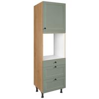 Geräteumbauschrank Cascada Grün - Eichefarben/Schwarz, MODERN, Holzwerkstoff/Metall (60/216,6/58cm) - Nobilia
