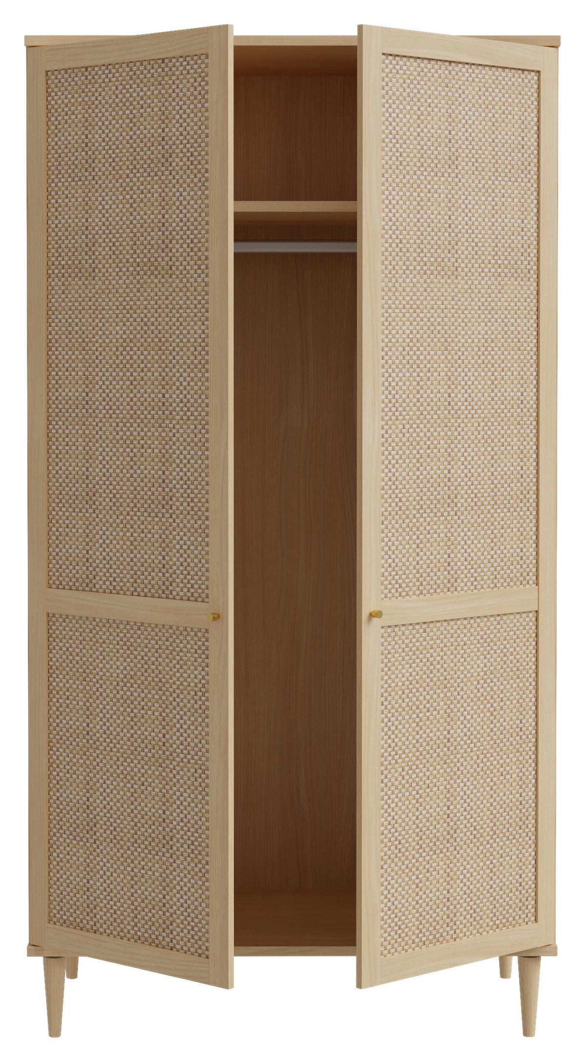 DULAP CU UșI ROTATIVE CALASETTA - culoare lemn stejar, Natur, material pe bază de lemn (110,1/208,1/52,1cm) - Zandiara
