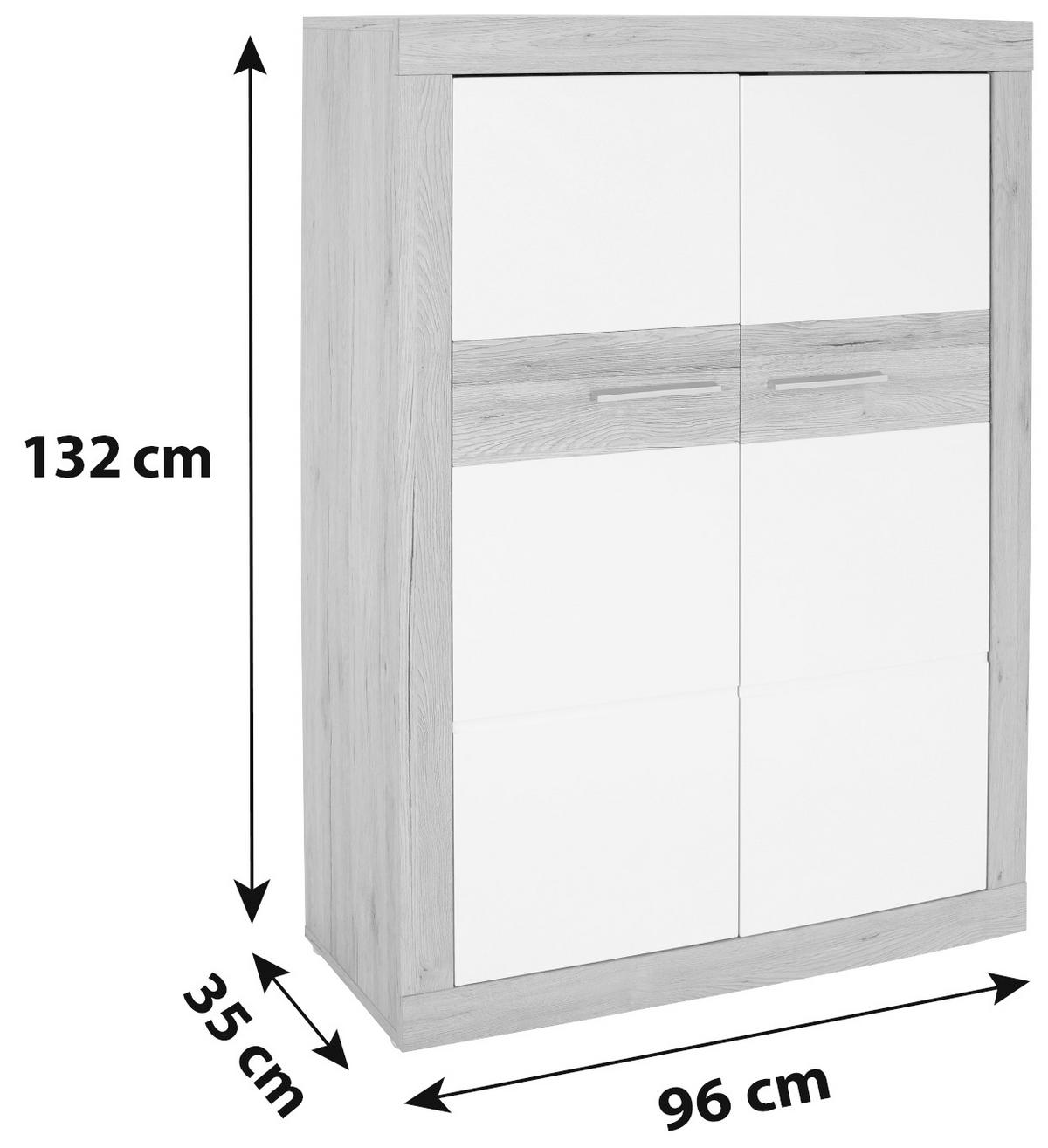 Visoka Komoda Malta - siva/črna, Moderno, umetna masa/steklo (96/132/35cm) - Mömax
