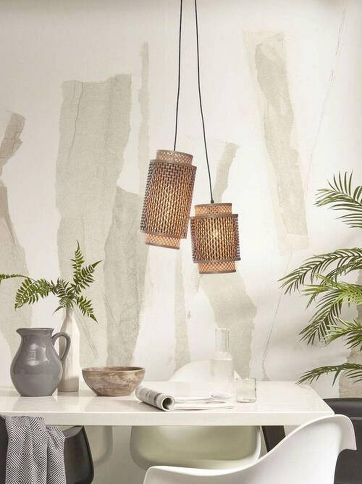 Viseča Svetilka Bhutan, Črna, Bambus - črna/naravne barve, Trend, les (38/18/45cm) - Good & Mojo