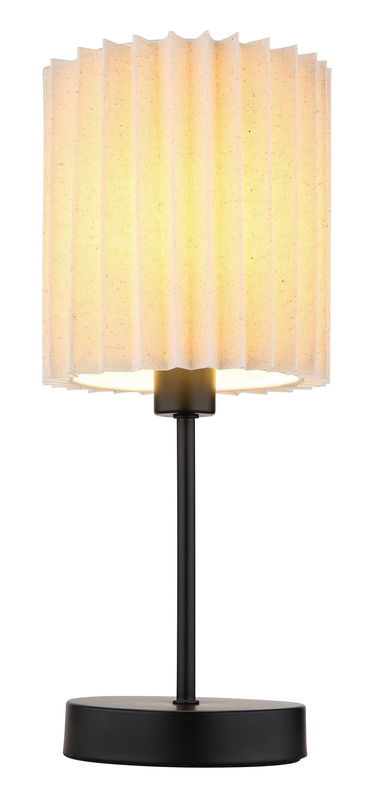 TISCHLEUCHTE 15757T PAGE - Schwarz/Naturfarben, Konventionell, Textil/Metall (26.5/50cm) - Globo