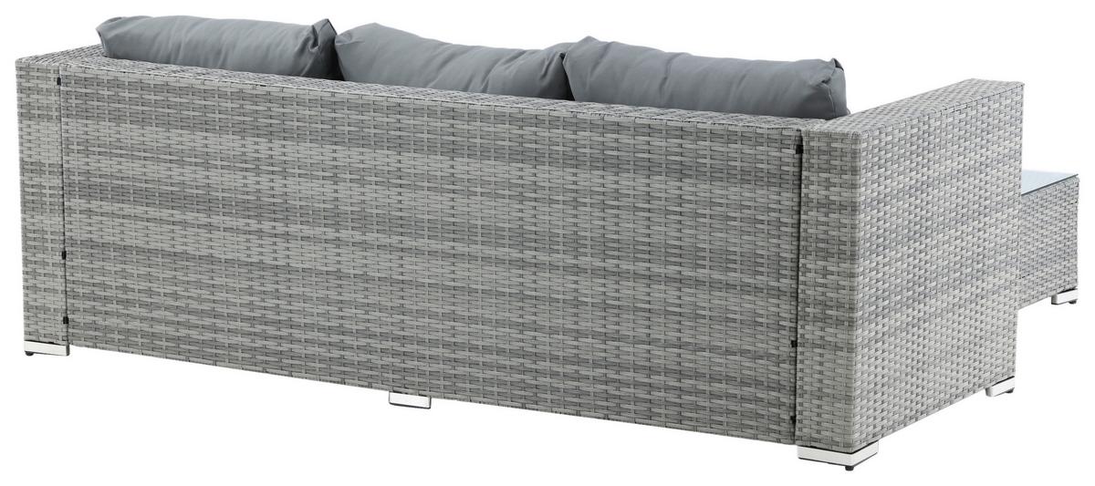 Dining-Loungeset Rotterdam ca. 202x160 cm Grau - Grau, KONVENTIONELL, Glas/Kunststoff - Gardenson