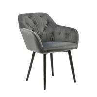 Naslanjač Samt, Siva - siva/črna, Moderno, kovina/tekstil (61/85/45cm) - Livetastic