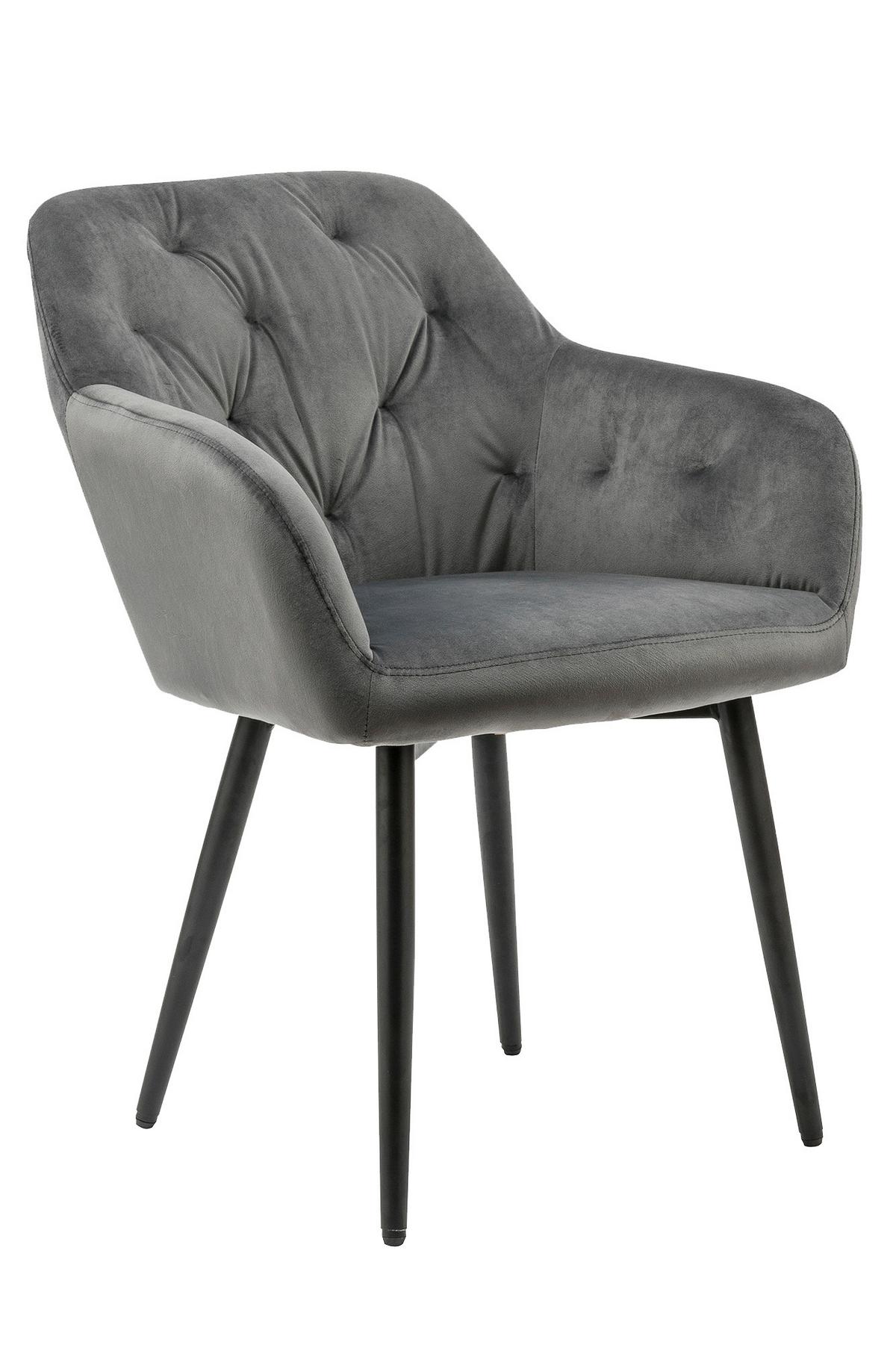 Naslanjač Samt, Siva - siva/črna, Moderno, kovina/tekstil (61/85/45cm) - Livetastic