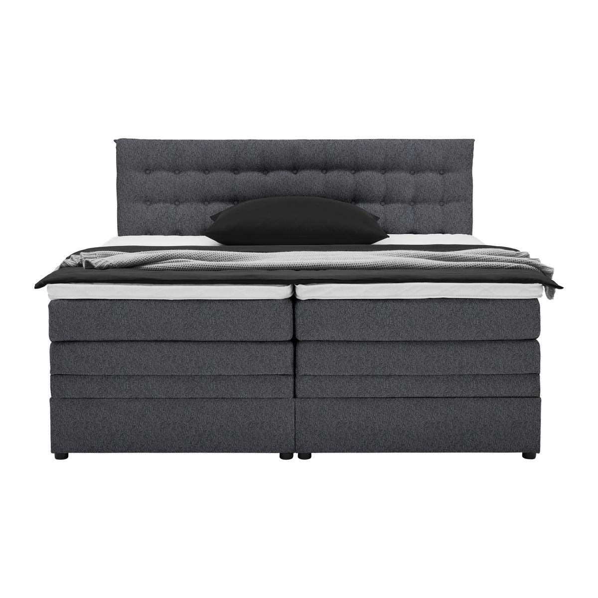 Boxspringbett Luzern Anthrazit ca. 160x200cm - Anthrazit/Schwarz, KONVENTIONELL, Kunststoff/Textil (160/200cm) - Premium Living