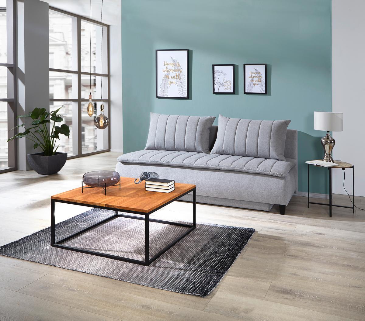 Canapea Boxspring Marino - gri deschis, Modern, textil (208/102/96cm) - Luca Bessoni