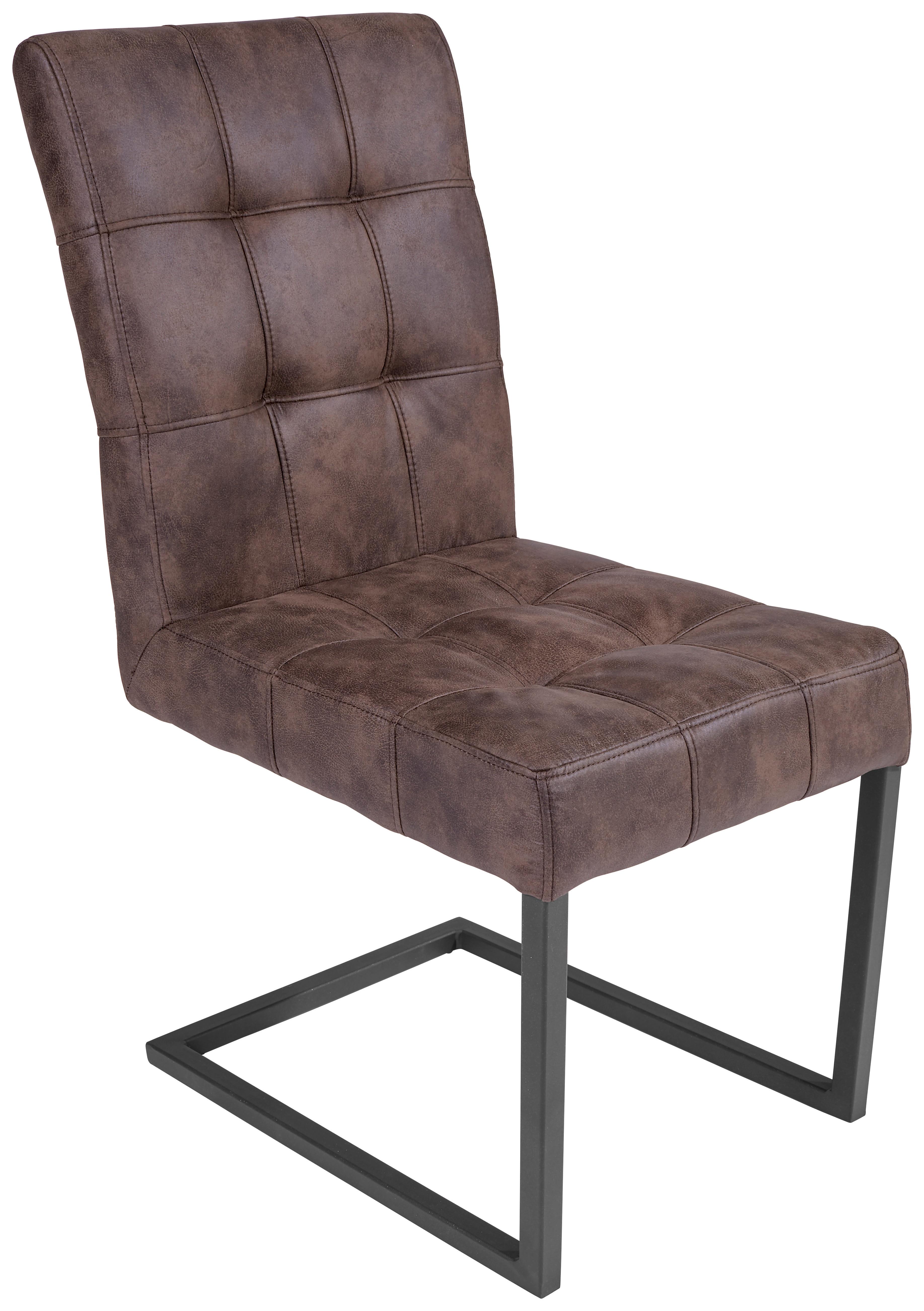 KRZESŁO NA PŁOZIE DONNA - antracytowy/brązowy, Trend, metal/tkanina (42/91/62cm) - Carryhome