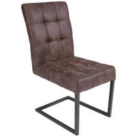 KRZESŁO NA PŁOZIE DONNA - antracytowy/brązowy, Trend, metal/tkanina (42/91/62cm) - Carryhome