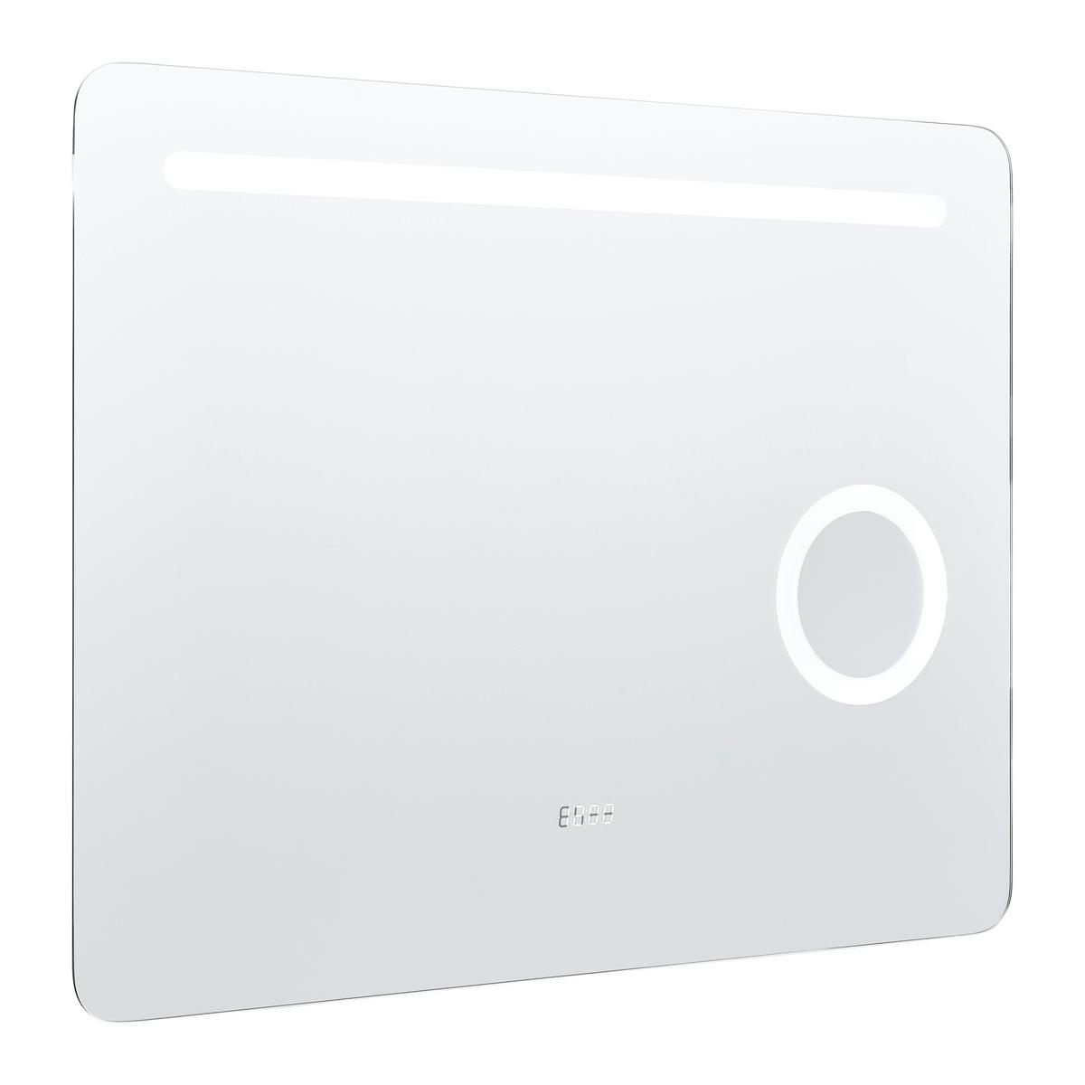 Wandspiegel Silberfarben inkl. LED 'Mirror' - Silberfarben/Grau, Basics, Glas/Holzwerkstoff (80/62/10cm)