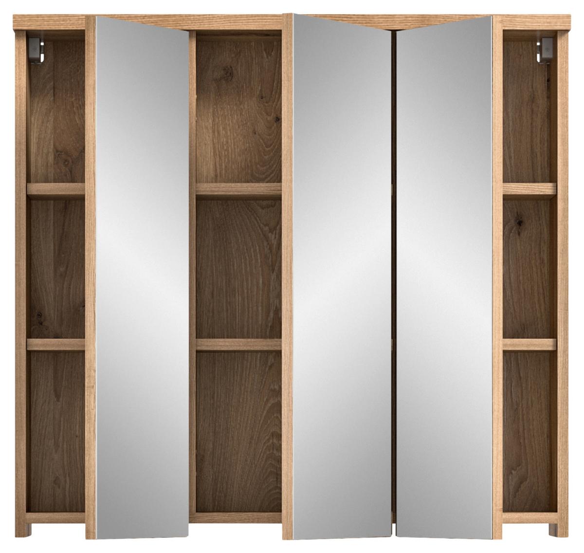 Badezimmer Grado 4-tlg. ca. 138 cm Eiche/Grau - Dunkelgrau/Weiß Hochglanz, MODERN, Glas/Keramik (138cm) - MID.YOU