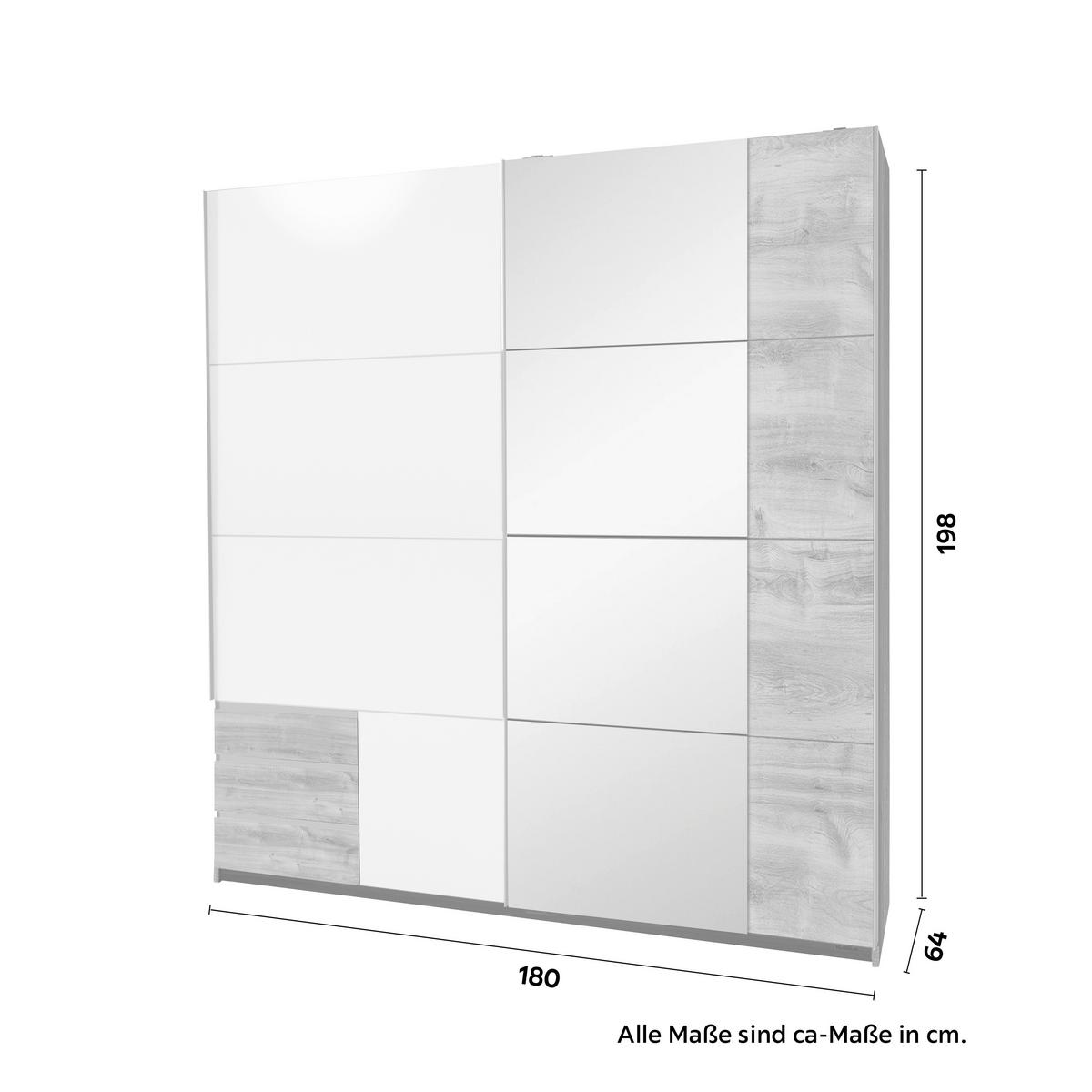 DULAP USI ROTATIVE EMDEN - alb/culoare lemn stejar, Modern, material pe bază de lemn (180/198/64cm) - Modern Living