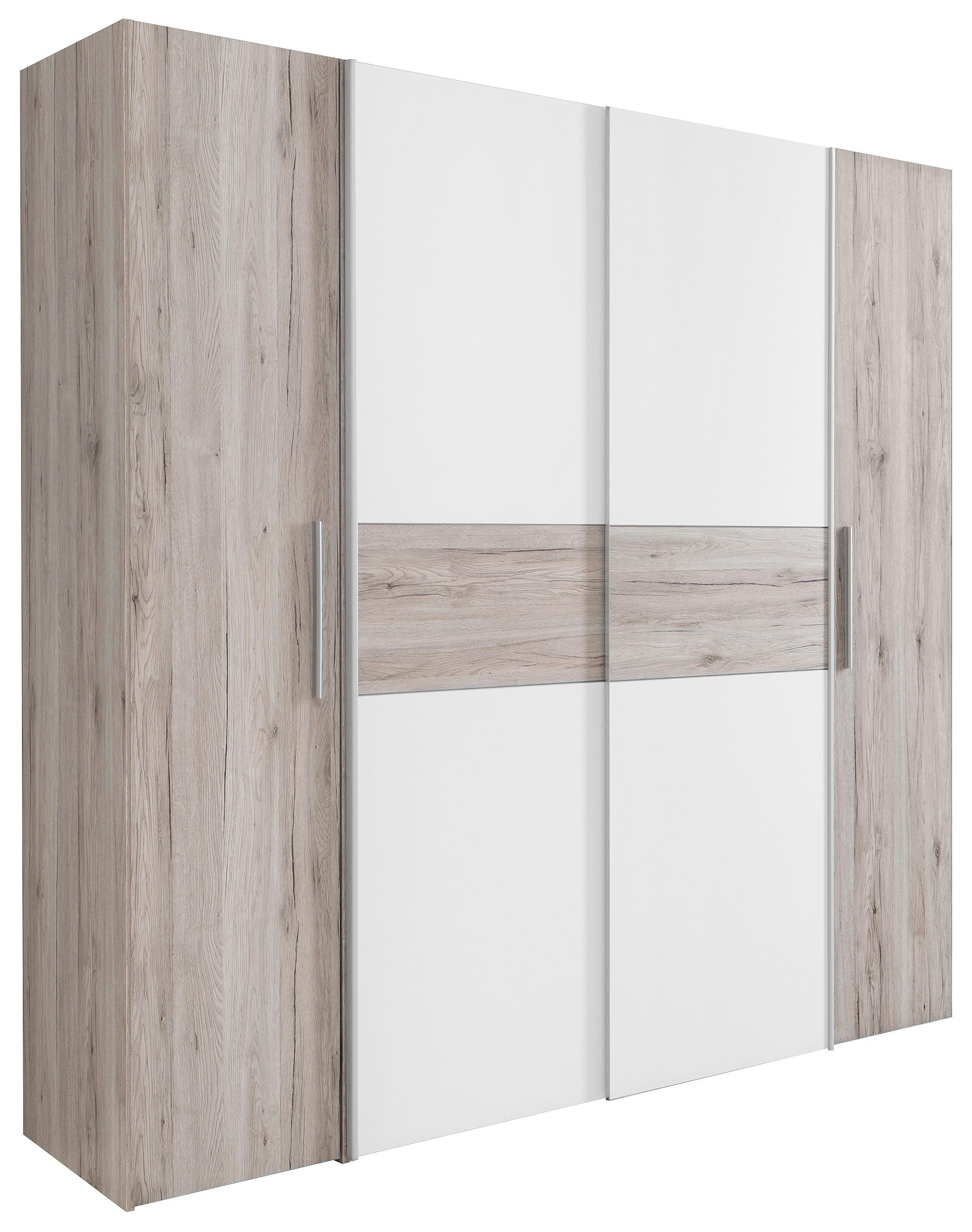 Ormar Za Odjeću Kalixtus - bijela/boje hrasta, Moderno, drvni materijal/metal (200,1/190,5/61,6cm) - Modern Living