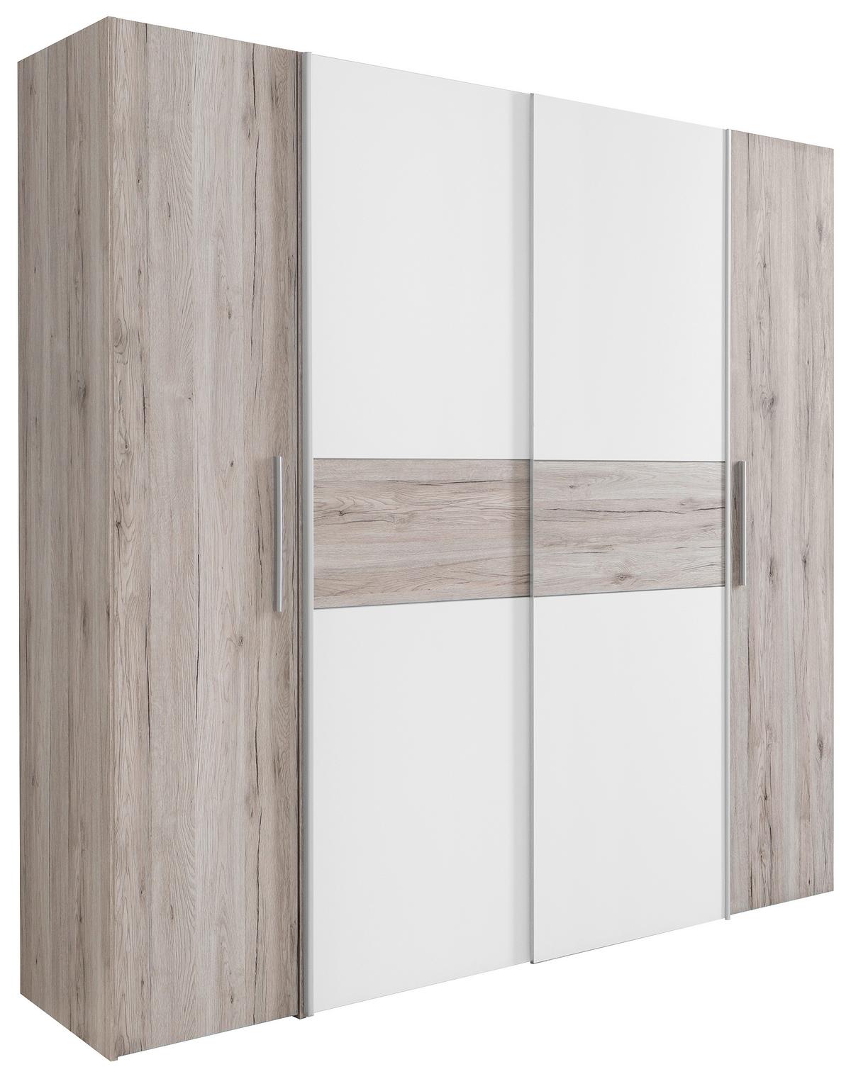 Ormar Za Odjeću Kalixtus - bijela/boje hrasta, Moderno, drvni materijal/metal (200,1/190,5/61,6cm) - Modern Living