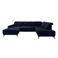 WOHNLANDSCHAFT SANO - Schwarz/Dunkelblau, MODERN, Textil/Metall (180/337/200cm) - Livetastic