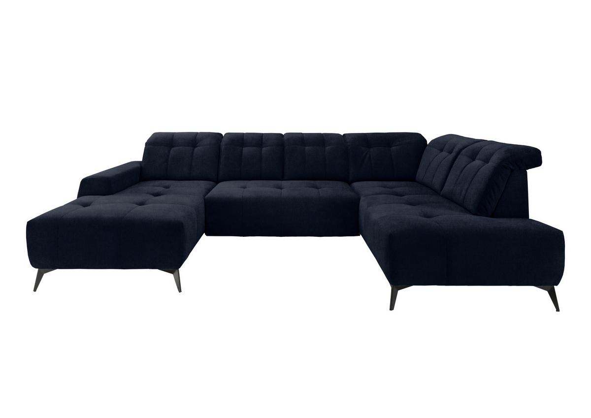 WOHNLANDSCHAFT SANO - Schwarz/Dunkelblau, MODERN, Textil/Metall (180/337/200cm) - Livetastic