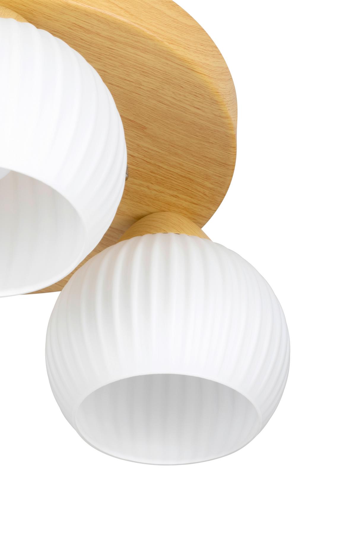 LAMPA SUFITOWA LUZERN - kolor dębowy/biały, Trend, metal/szkło (40/18cm) - Novel