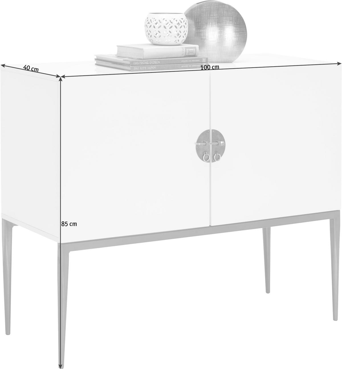 KOMODA CANTON - kolor mosiężny/biały, Design, materiał drewnopochodny/metal (100/85/40cm) - Carryhome