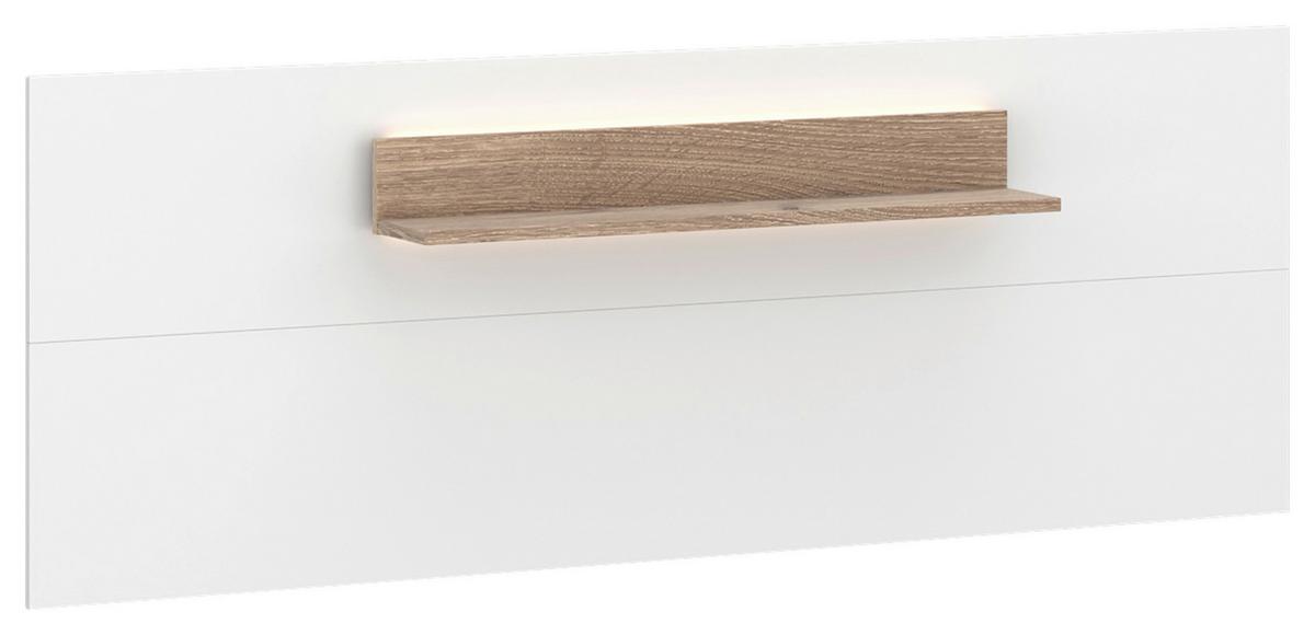 Zidna Polica Cotia New - bijela/boje hrasta, Moderno, drvni materijal (160/60/19,8cm) - Modern Living