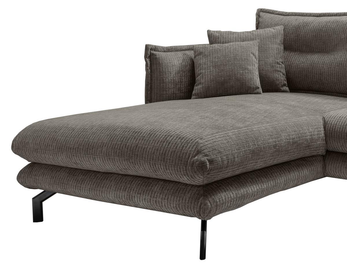 ECKSOFA LAVA - Graubraun/Schwarz, Design, Textil/Metall (180/255cm) - Livetastic