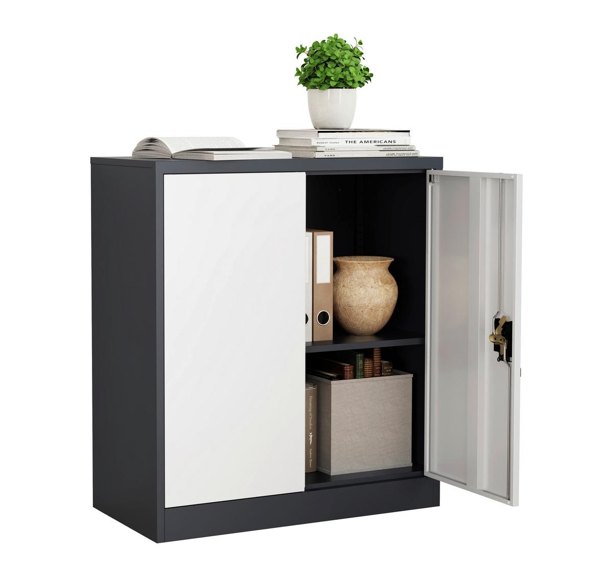 Aktenschrank Malivo - Weiss/Anthrazit, Konventionell, Metall (80/90/40cm) - MID.YOU