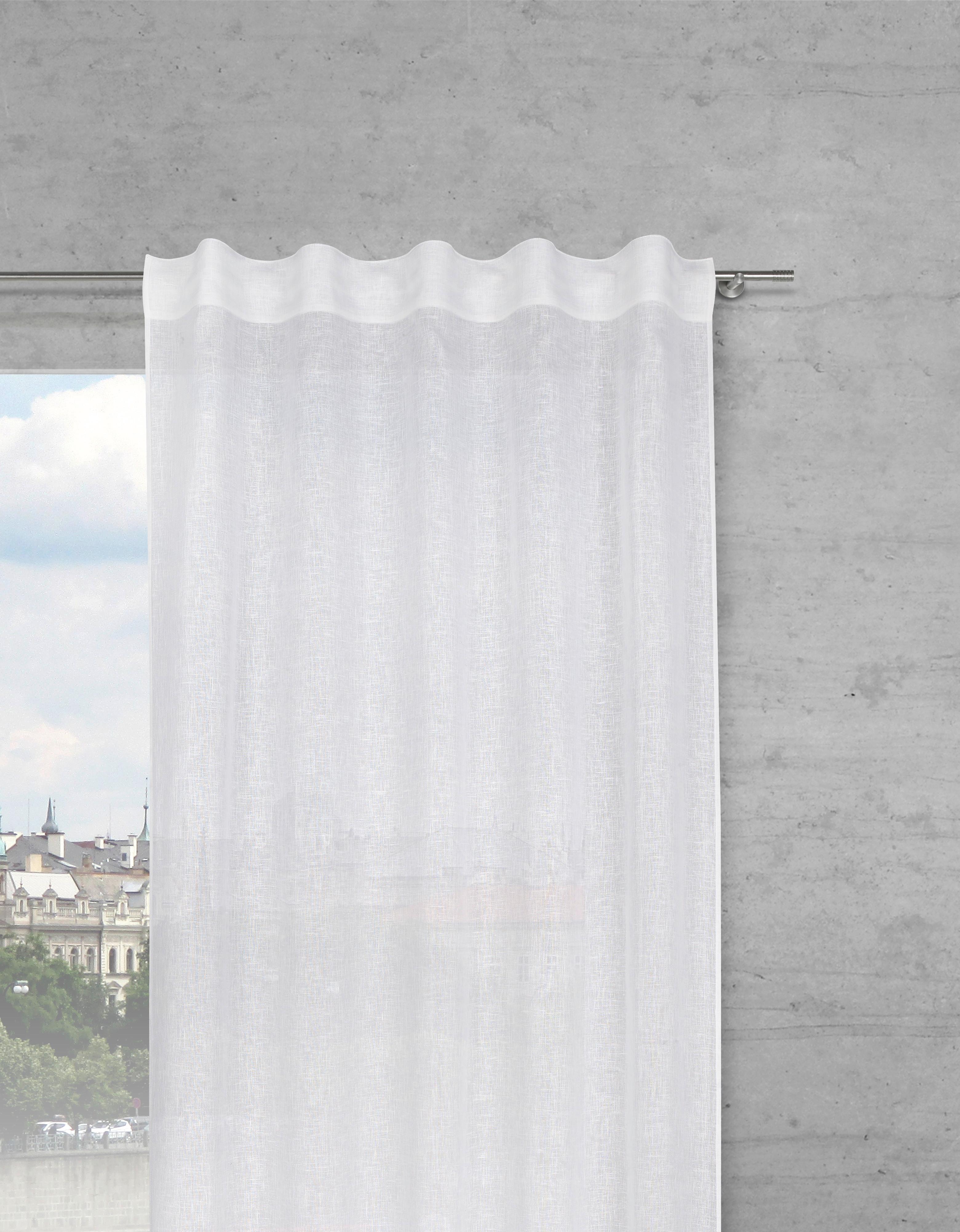 Končana Zavesa Elena -Ext- - bela, Konvencionalno, tekstil (140/255cm) - Premium Living