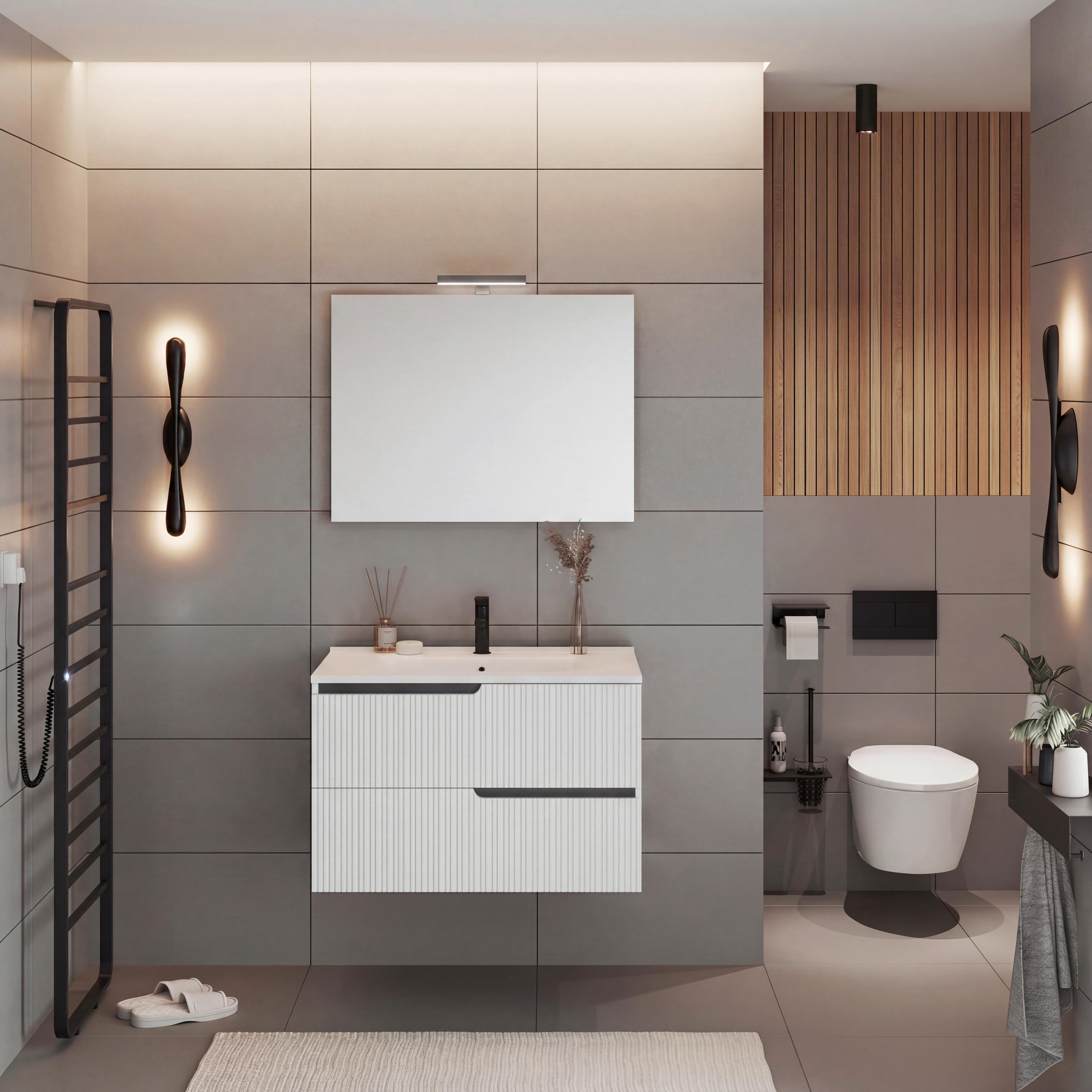 Element Ispod Umivaonika Winter - bijela/antracit, Moderno, drvni materijal (80/51/46cm)