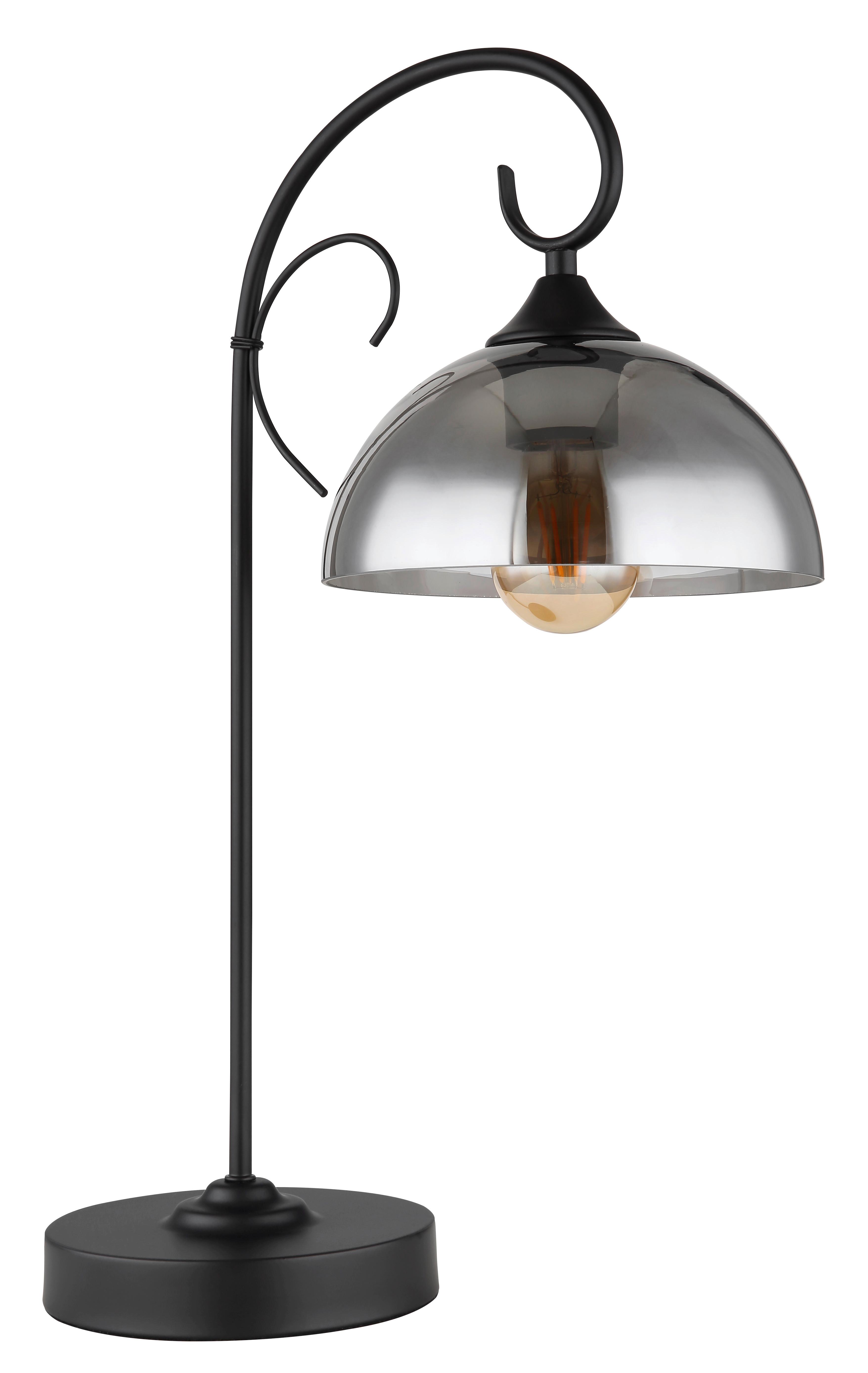 Tischleuchte Cottage Schwarz max. 40 Watt - Schwarz, KONVENTIONELL, Glas/Metall (33,5/20/52cm) - Globo
