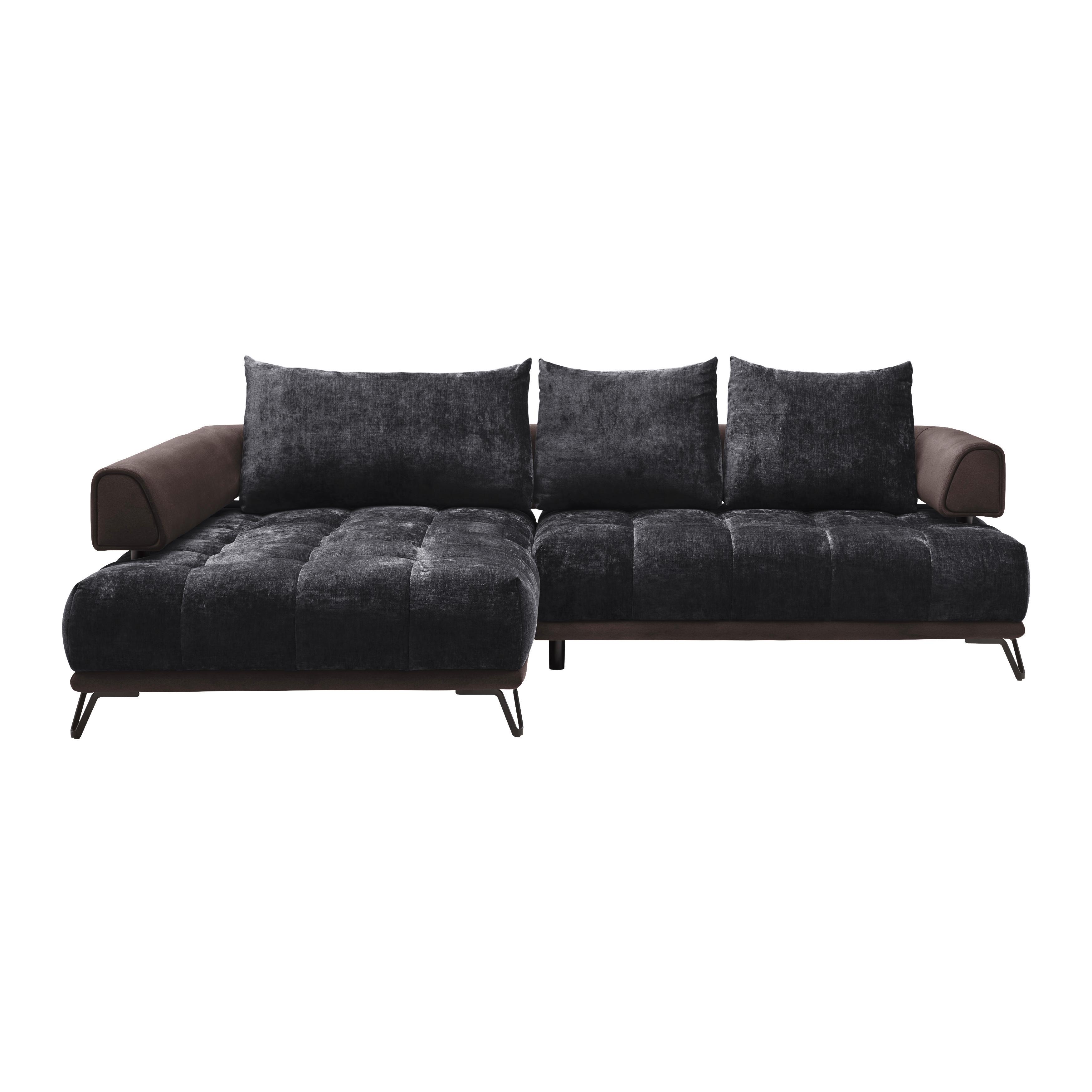 Ecksofa Morgan Anthrazit - Anthrazit/Schwarz, MODERN, Textil/Metall (184/262cm) - Mömax