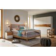 Boxspringbett Eiche Massiv 140x200cm - Eichefarben/Beige, KONVENTIONELL, Holz/Textil (204/140/120cm) - PREMIUM LIVING