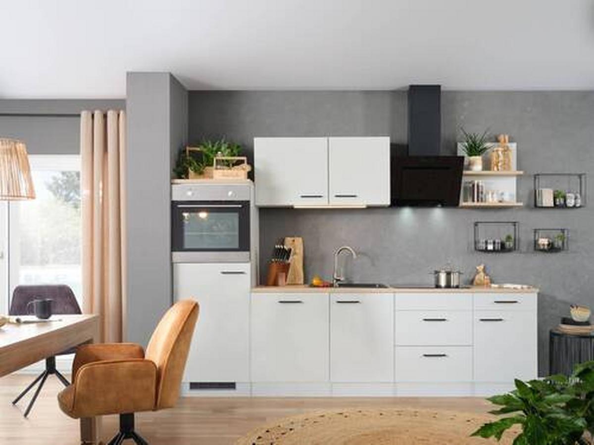 Kuhinjski Blok Z Aparati Levi, Svetlo Siva - siva/barve hrasta, Moderno, leseni material (280cm) - FlexWell