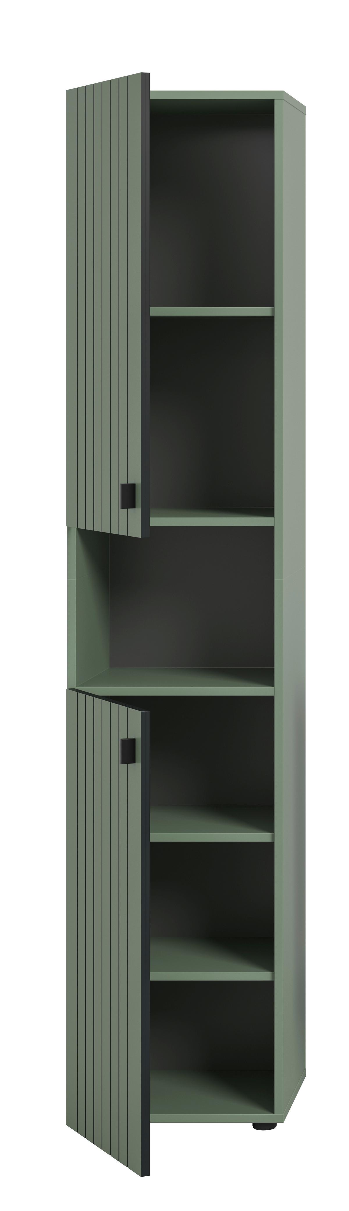GARDEROBENSCHRANK STATION - Schwarz/Graugrün, Design, Holzwerkstoff/Kunststoff (40/192/37cm) - MID.YOU
