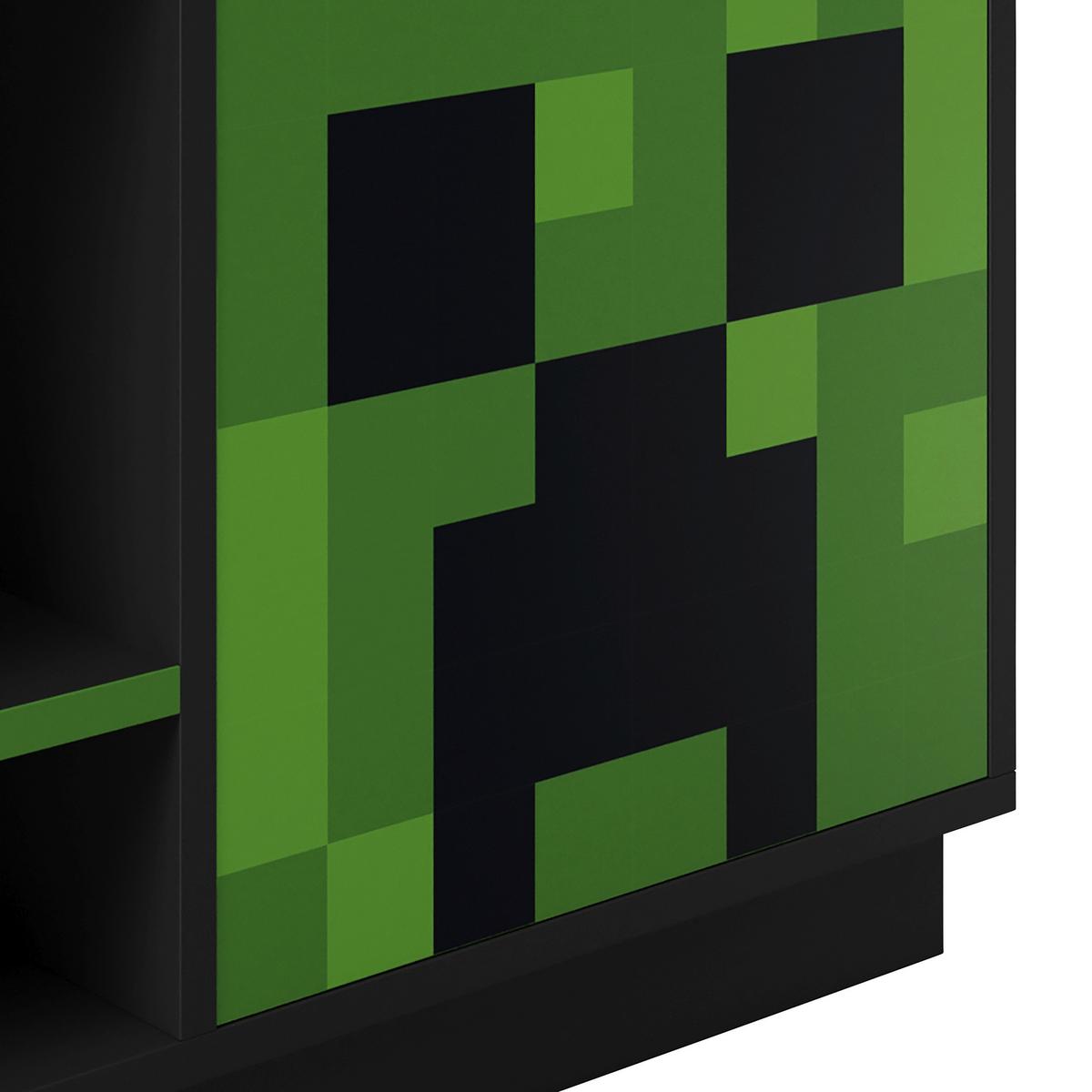 Sideboard Minecraft ca. 108x61x37 cm Schwarz/Grün - Schwarz/Grün, MODERN, Glas/Holzwerkstoff (108/61/37cm) - Minecraft