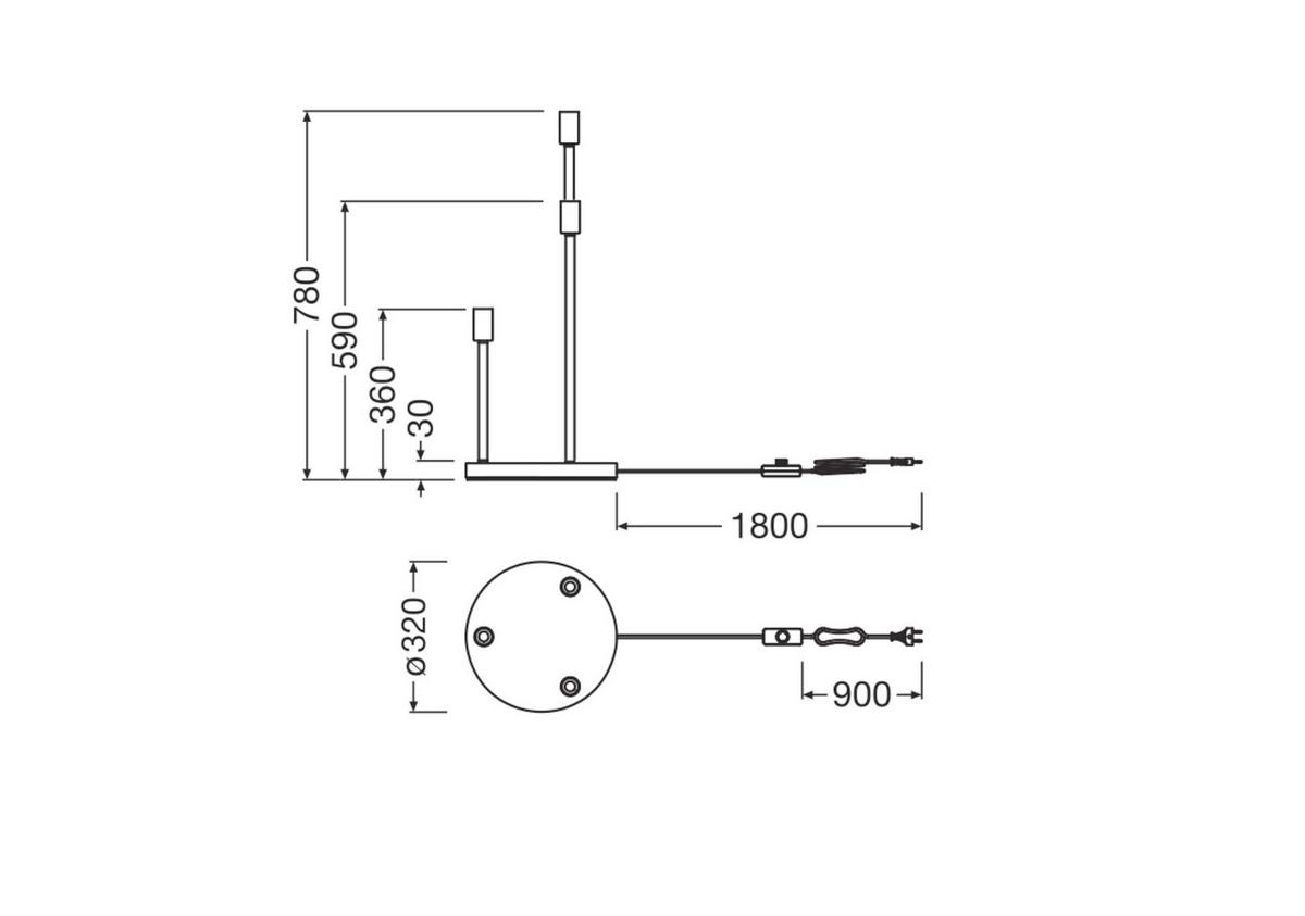 LAMPA STOJĄCA DECOR STICK FLOOR 3XE27 DIM DG - ciemnoszary, Basics, metal (32/78cm) - Osram