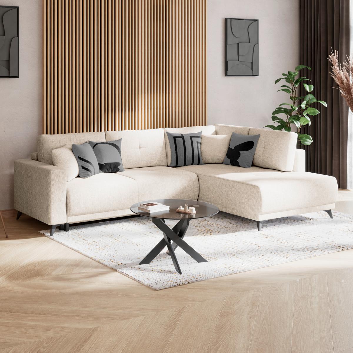 Kutna Garnitura Texas - bež/crna, Konvencionalno, drvo (259/203cm)